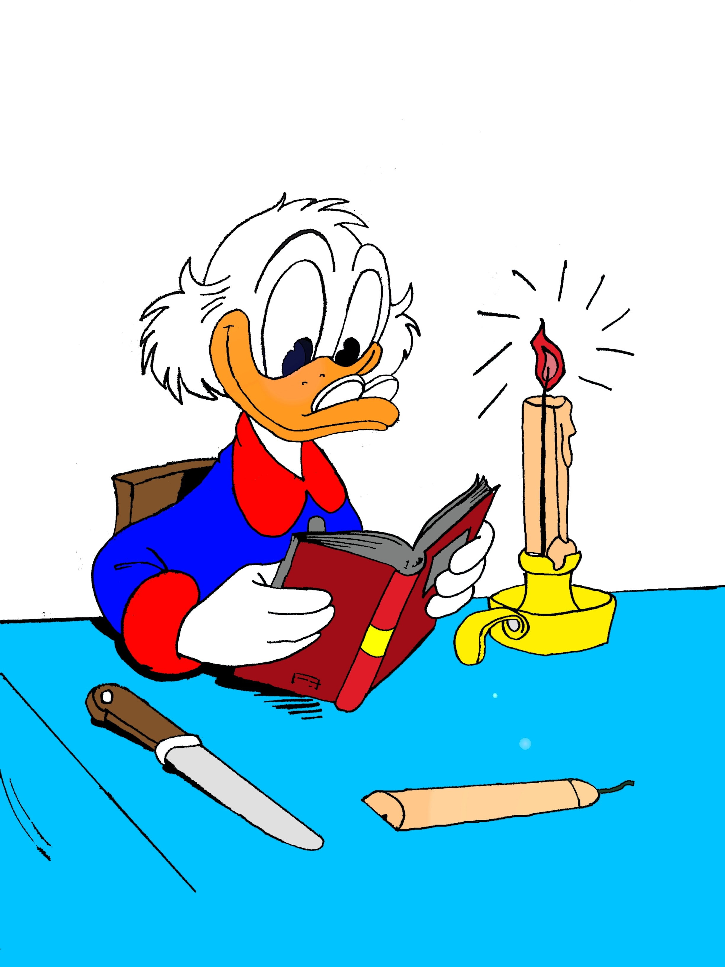 Scrooge, x, art, mcduck, 2K, animals, ducks, candles, hd, knives, books, Phone HD Wallpaper