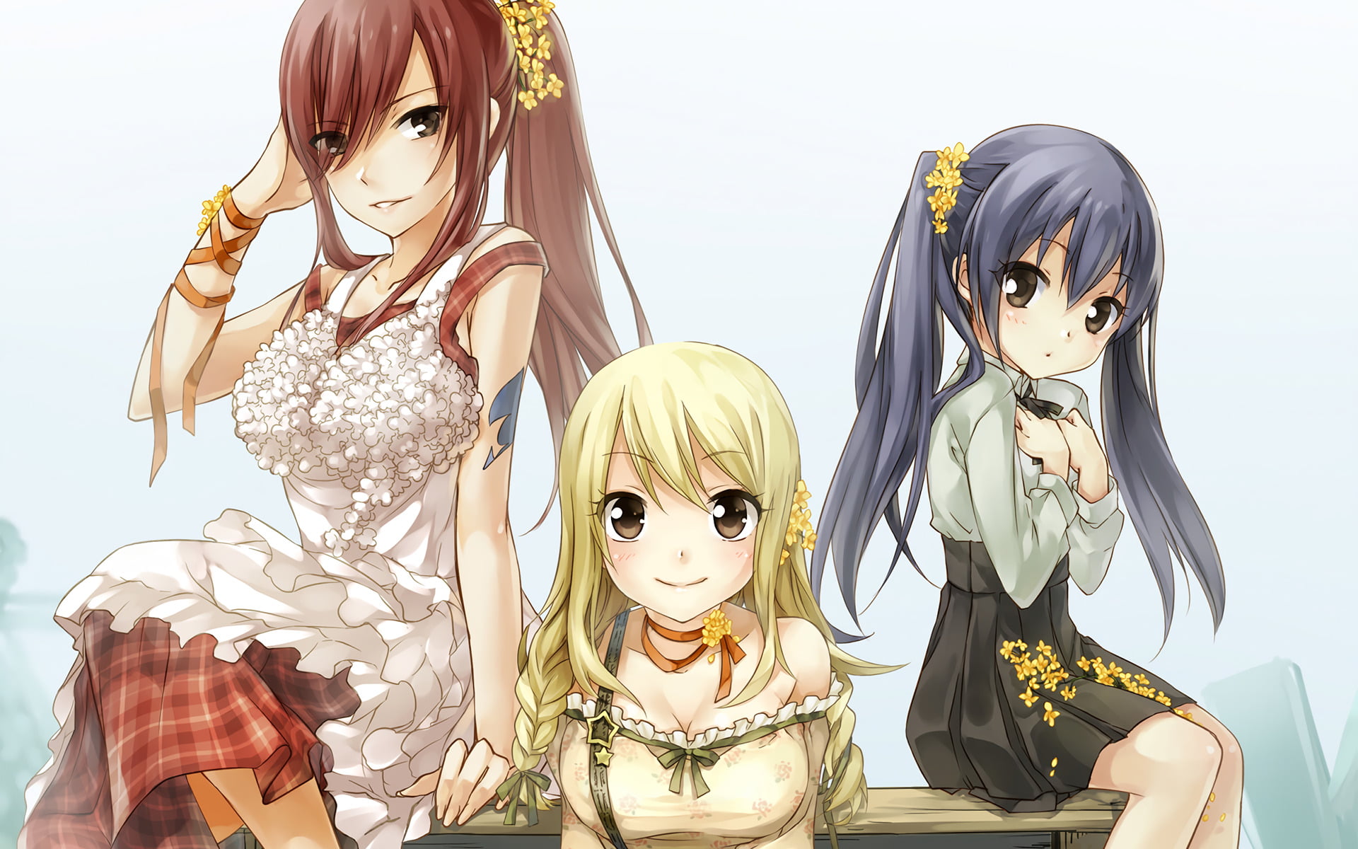 female likeness, representation, 1080P, wig, toy, day, no people, fashion, indoors, Lucy Heartfilia, studio shot, Anime, doll, creativity, Erza Scarlet, HD Wallpaper