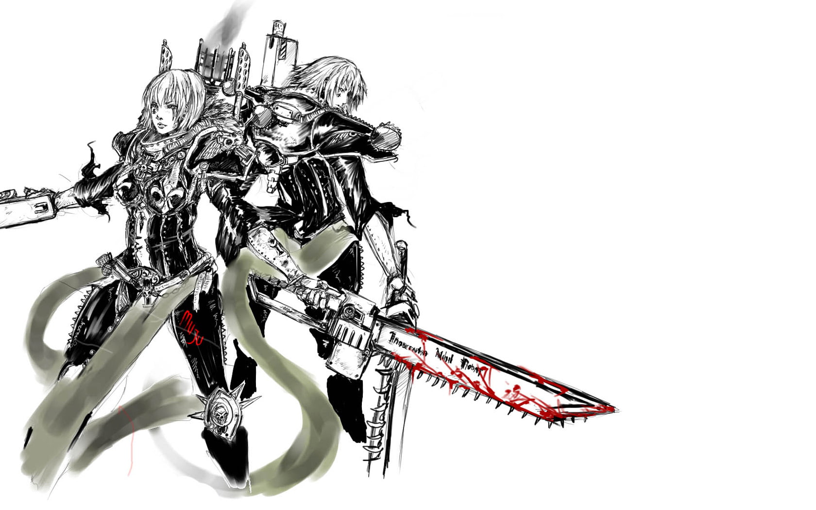 video games, sketch, white, bw, marines, space, warhammer, drawing, hd, 720P, k, 40k, HD Wallpaper