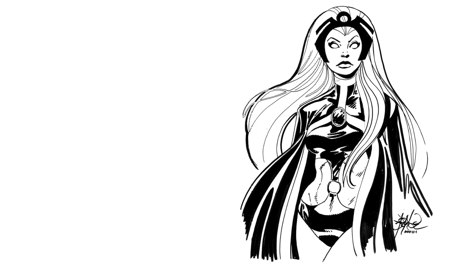 sketch, 1080P, marvel, cartoon/comic, drawing, men, storm, hd, white, bw, x, HD Wallpaper