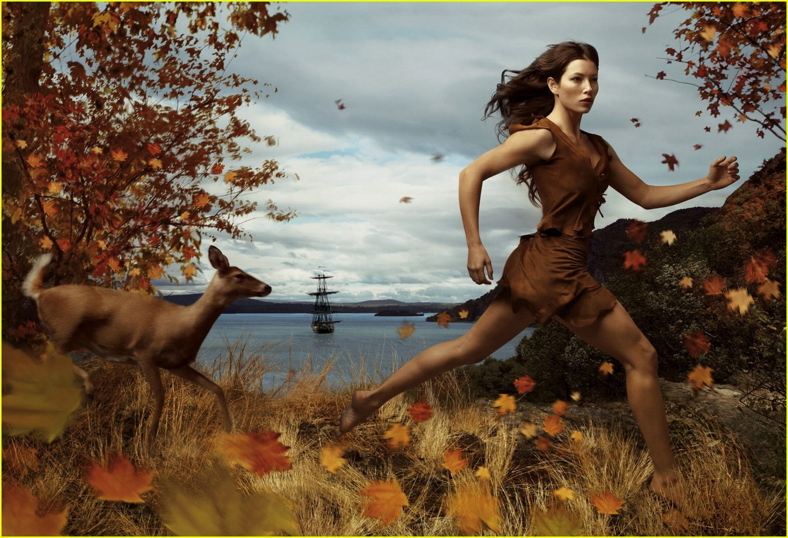 company, leibovitz, annie, art, 720P, deer, aircraft, concepts, concept, Disney Company, disney, autumn, models, pocahontas, jessica, hd, biel, HD Wallpaper