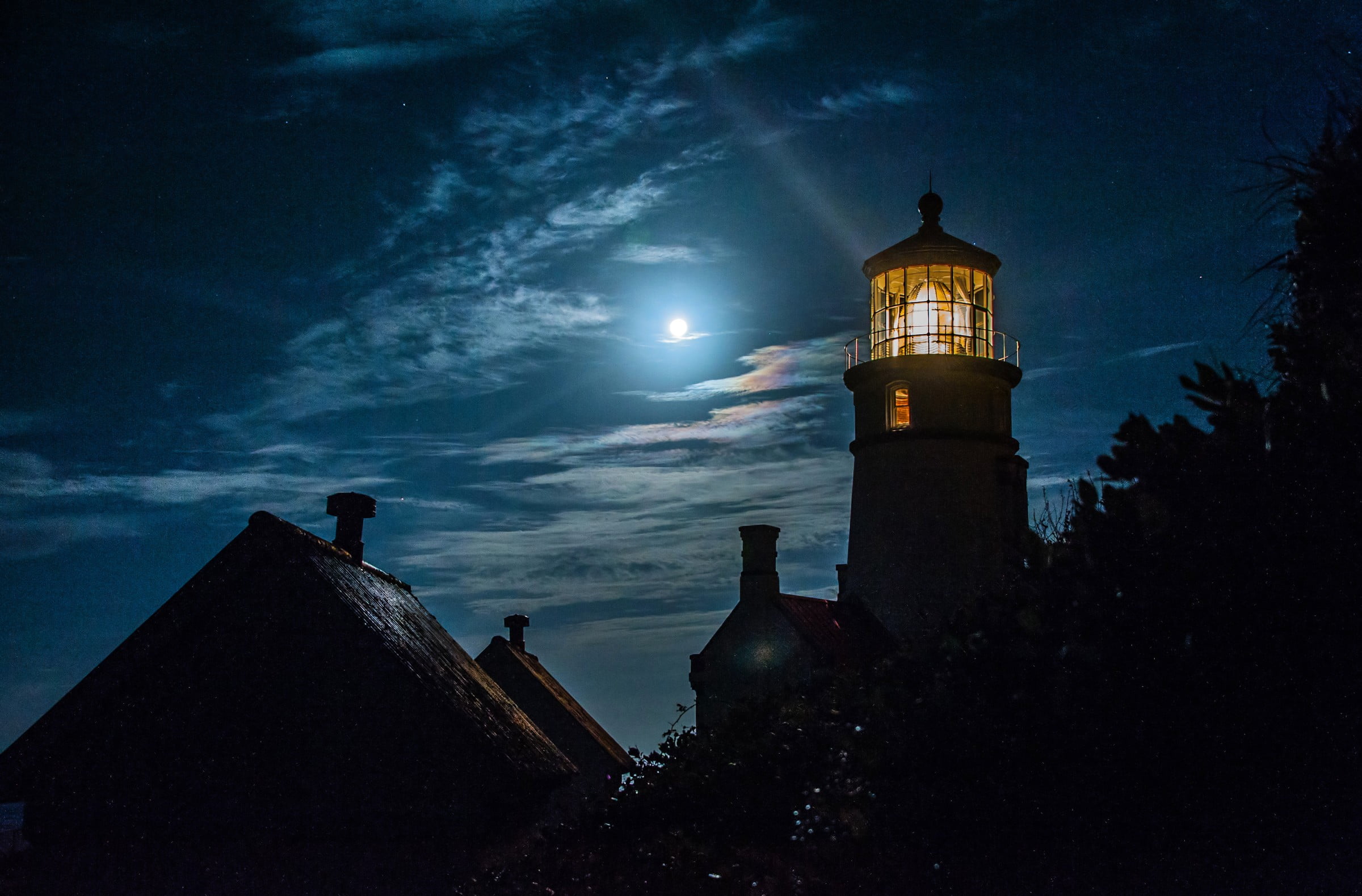 history, outdoors, old, sky, dusk, building exterior, low angle view, the past, built structure, building, architecture, moonlight, lighthouse, night, 1080P, HD Wallpaper