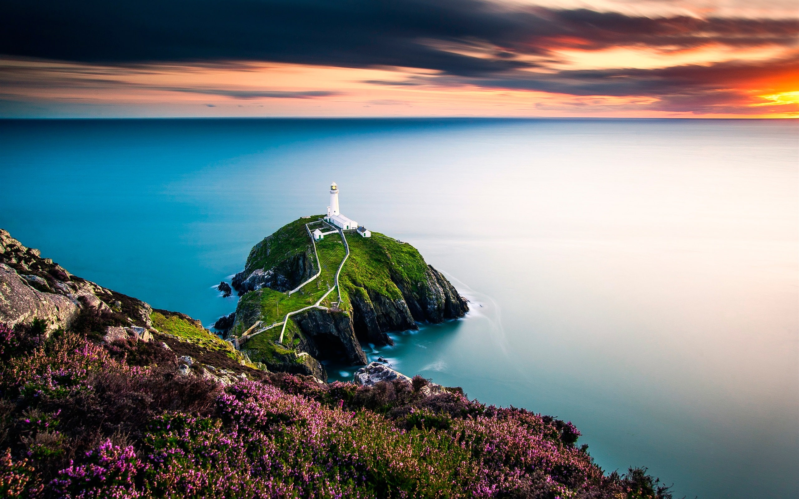 Sunset, Coast, 2K, Sea, Lighthouse, HD Wallpaper