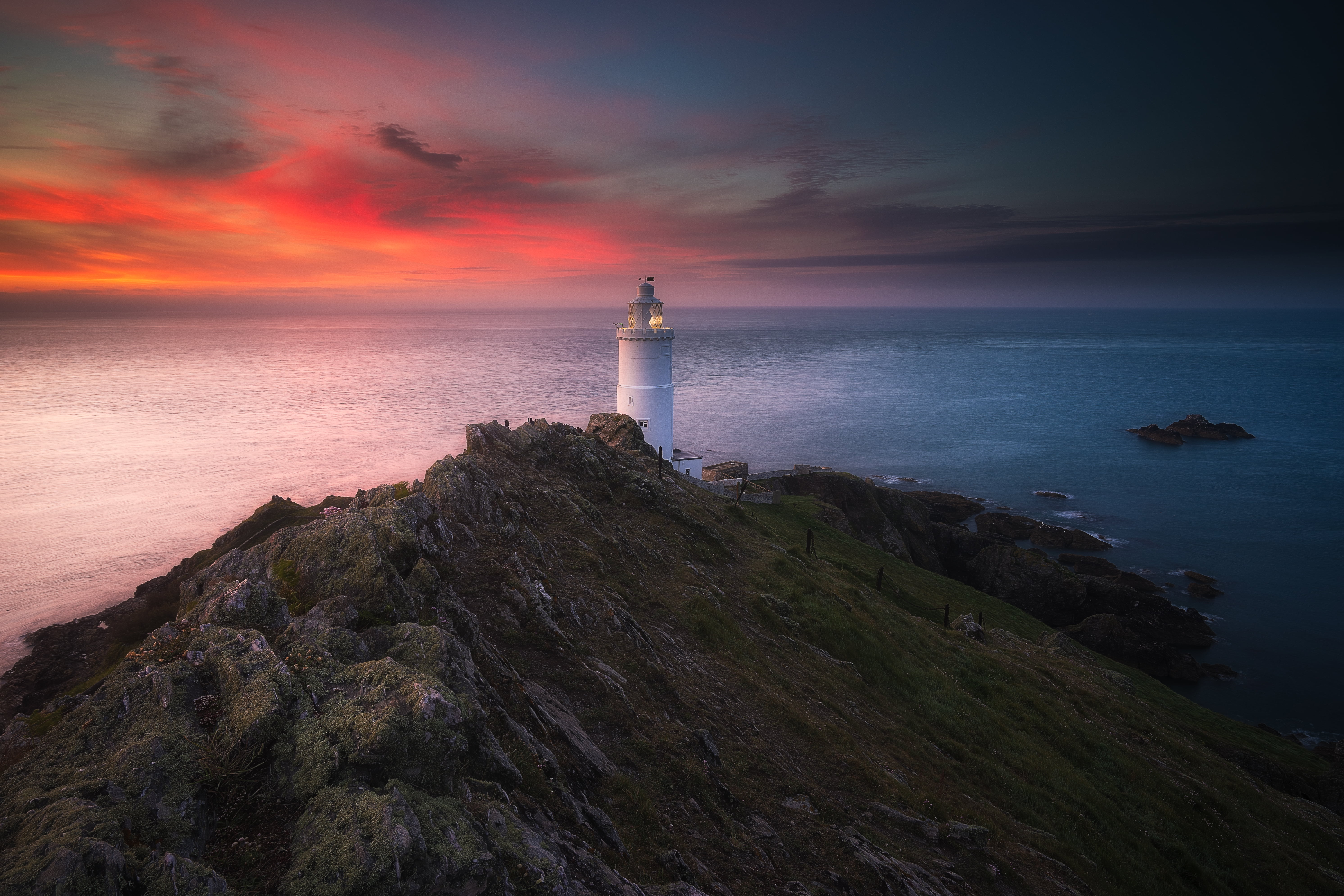 5K, Dawn, com, sunrise, devon, white, seascape, coast, coastline, landscape, photo, start  point  lighthouse, ridge, rocks, rock - Object, lighthouse, HD Wallpaper