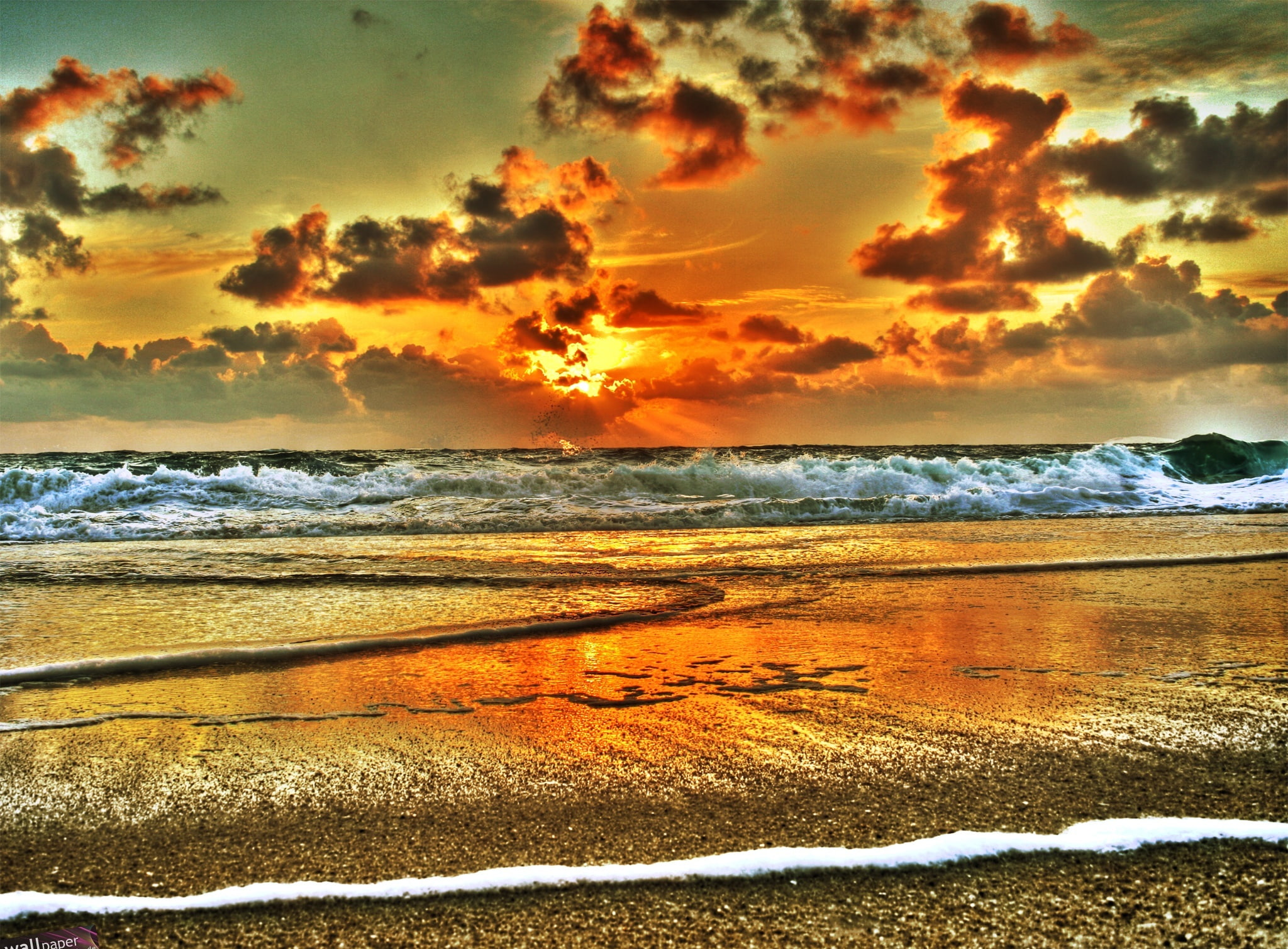 water, Beaches, beach, Europe, 1080P, no people, horizon, Travel, tranquility, sea, cloud - sky, sport, Orange, beauty in nature, dark, Waves, HD Wallpaper