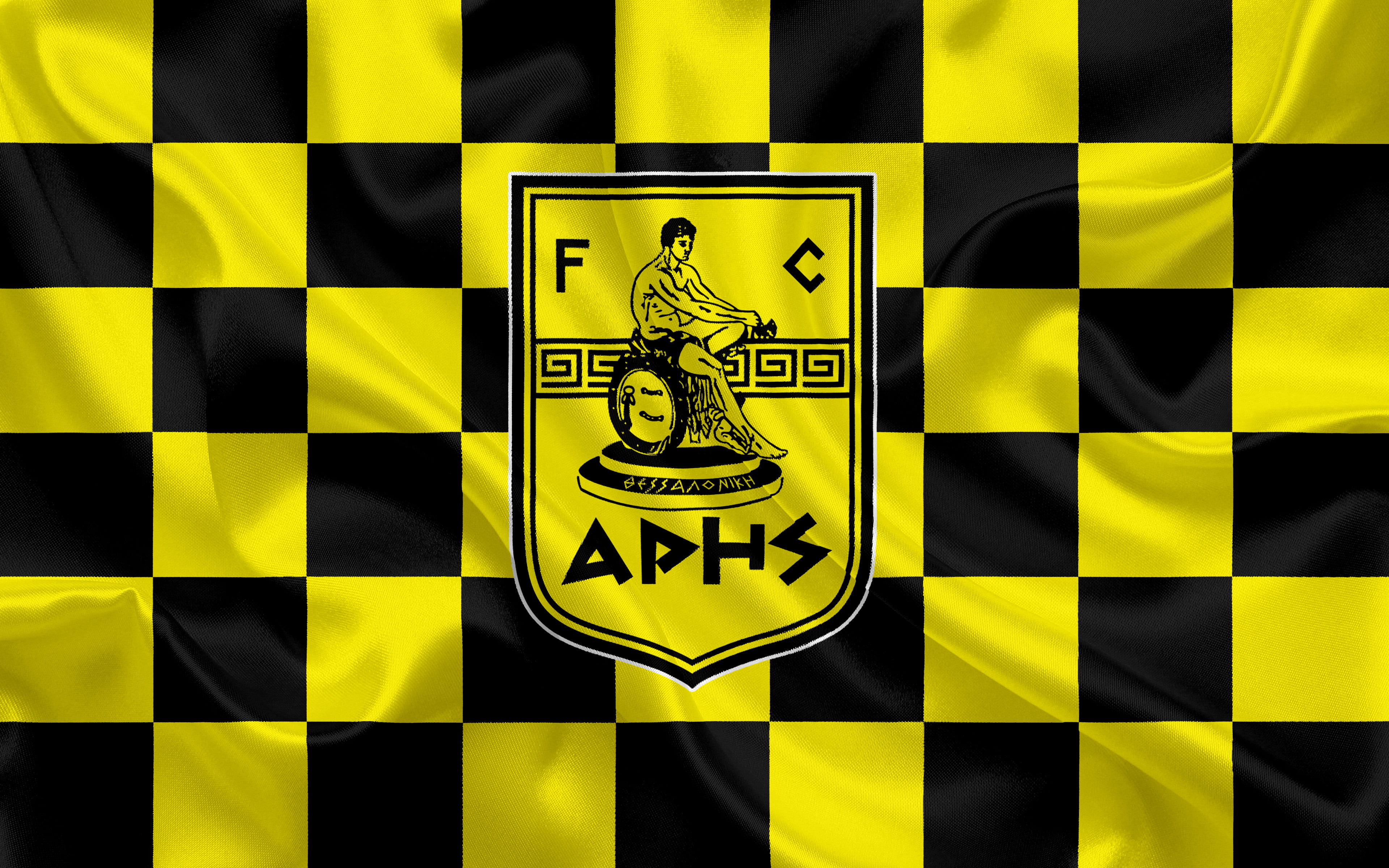 Logo, Emblem, Aris Thessaloniki F.C., 4K, Soccer, HD Wallpaper