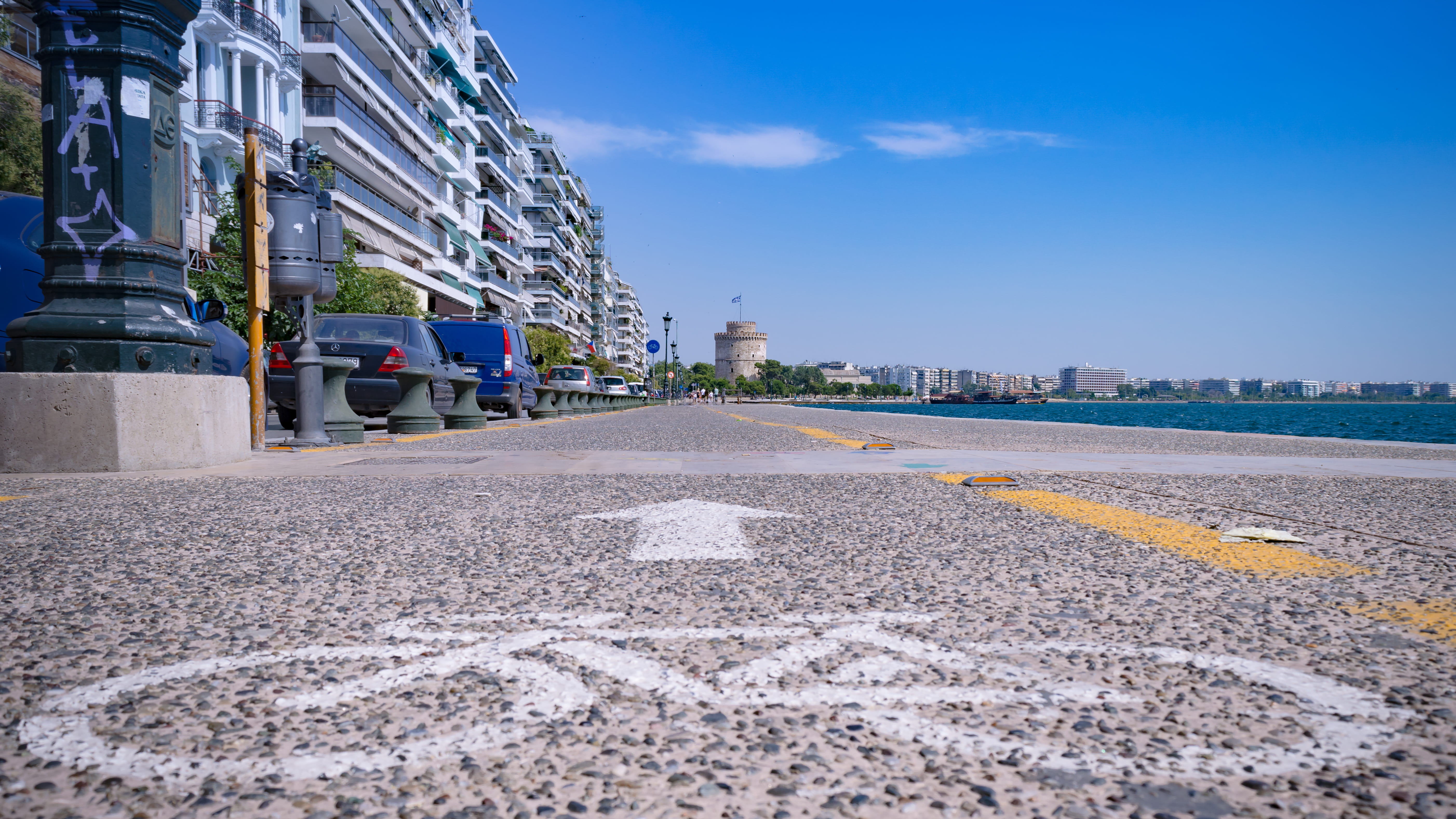 kentro, outdoors, street, bicycle path, day, 5K, built structure, kalamaria, path, symbol, the way forward, no people, macedonia, sign, greece, leykos, HD Wallpaper