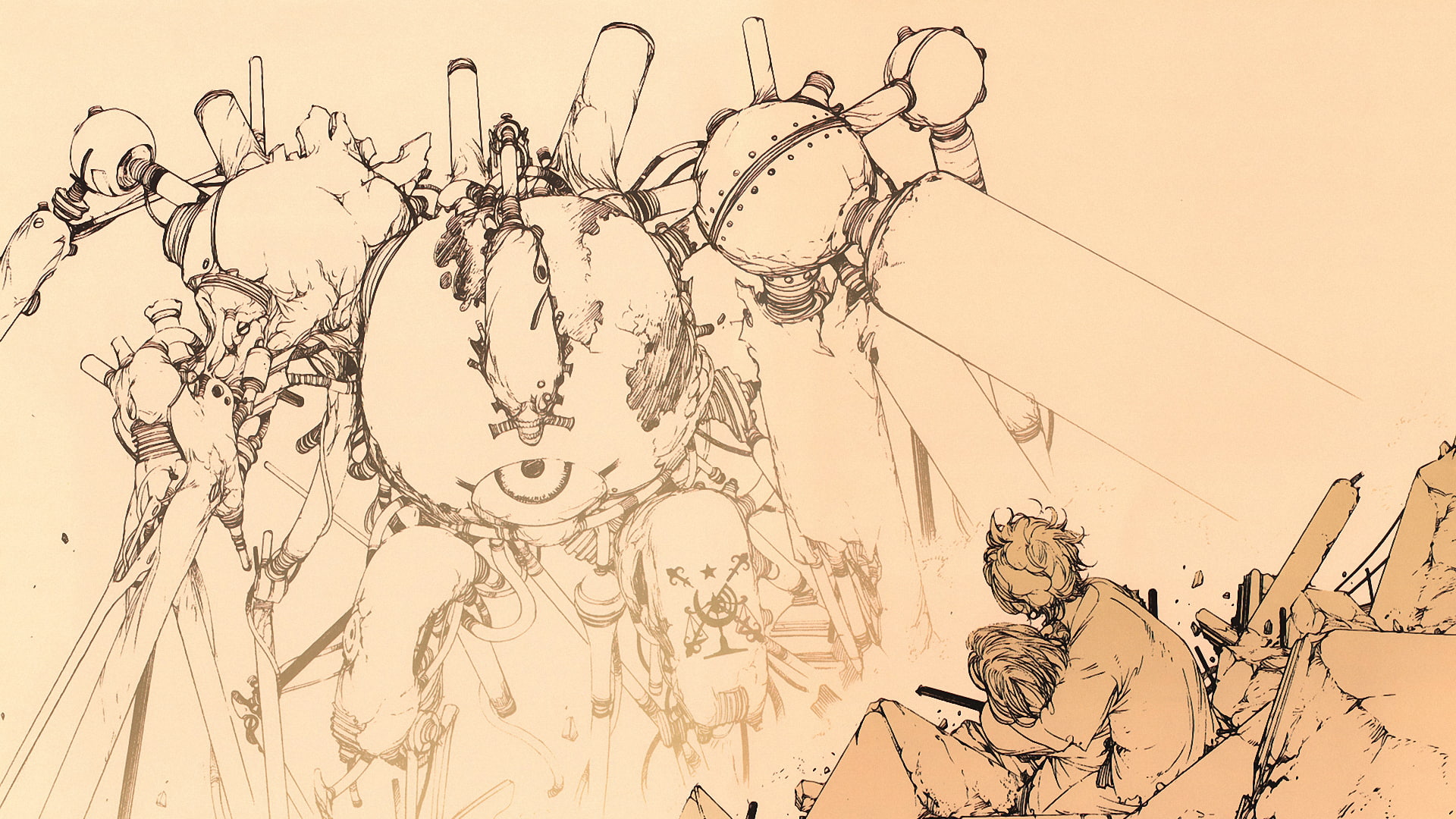 LEVIUS, manga, beige, 1080P, steampunk, combat, artwork, anime, HD Wallpaper