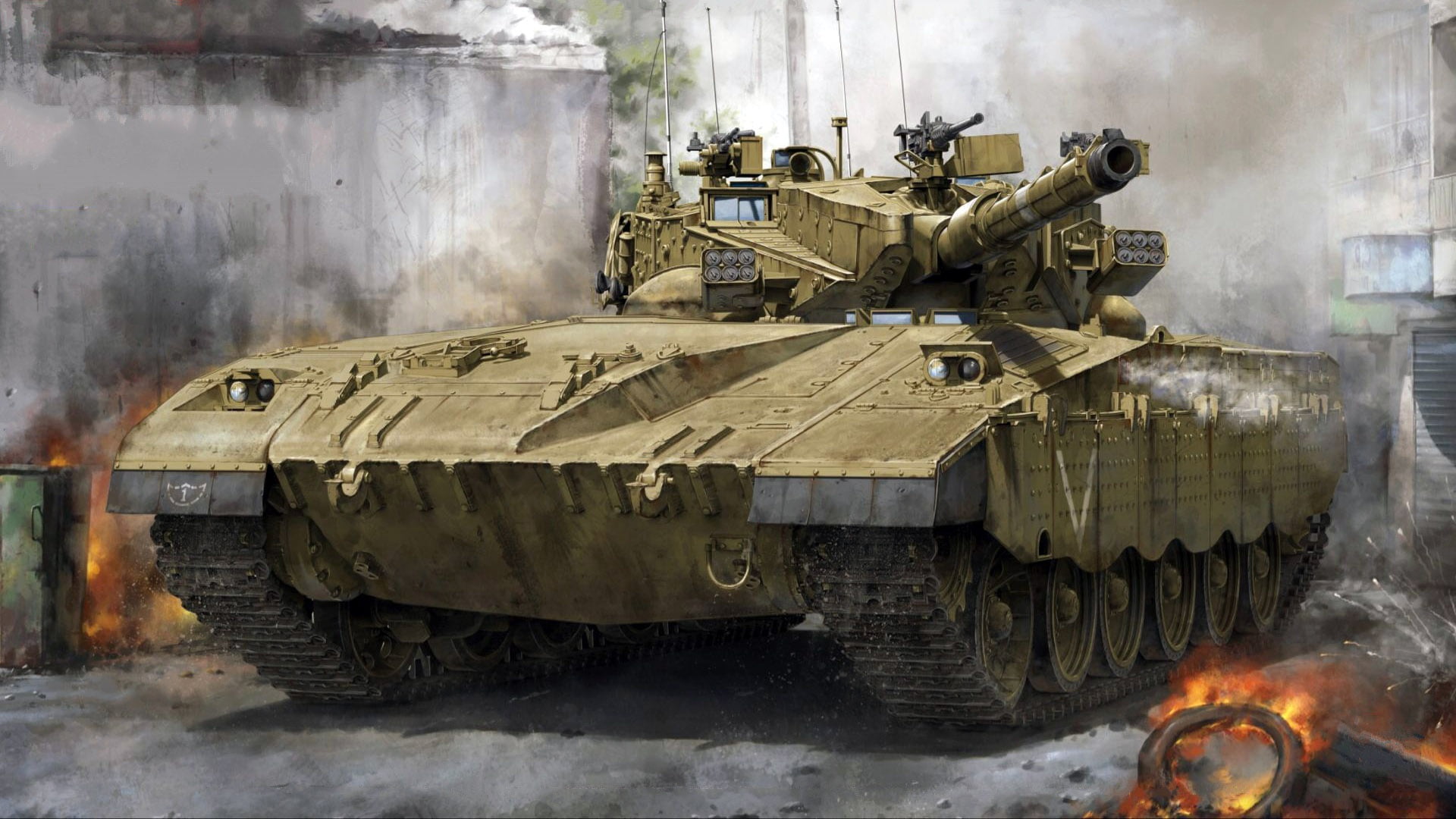 Merkava Mk.2B, 1080P, the composition of the MSA included a thermal imager, main battle tank, HD Wallpaper