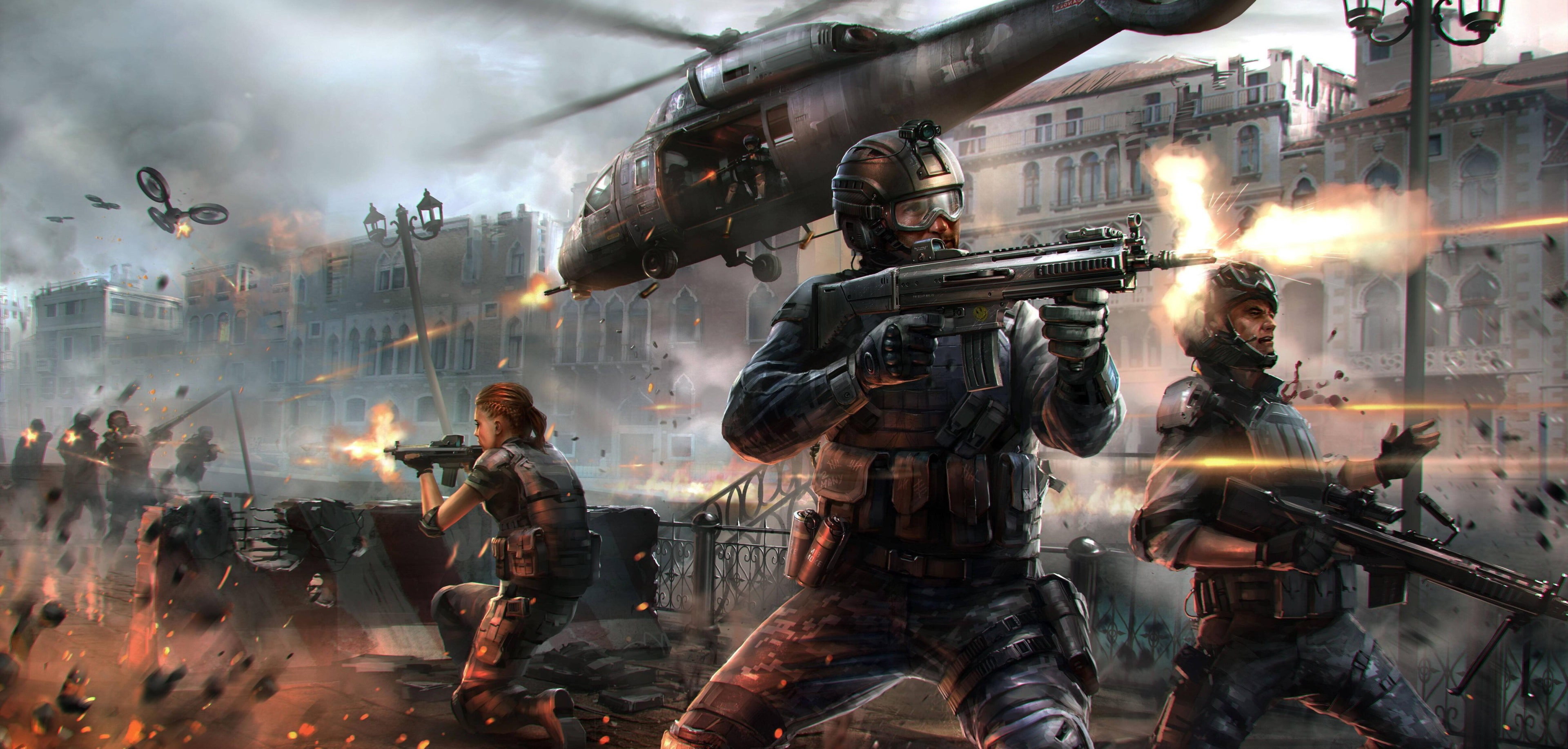 weapon, modern combat 5 blackout 4k for desktop, security, special forces, riot, conflict, 4K, digital composite, fighting, government, armed forces, group of people, HD Wallpaper