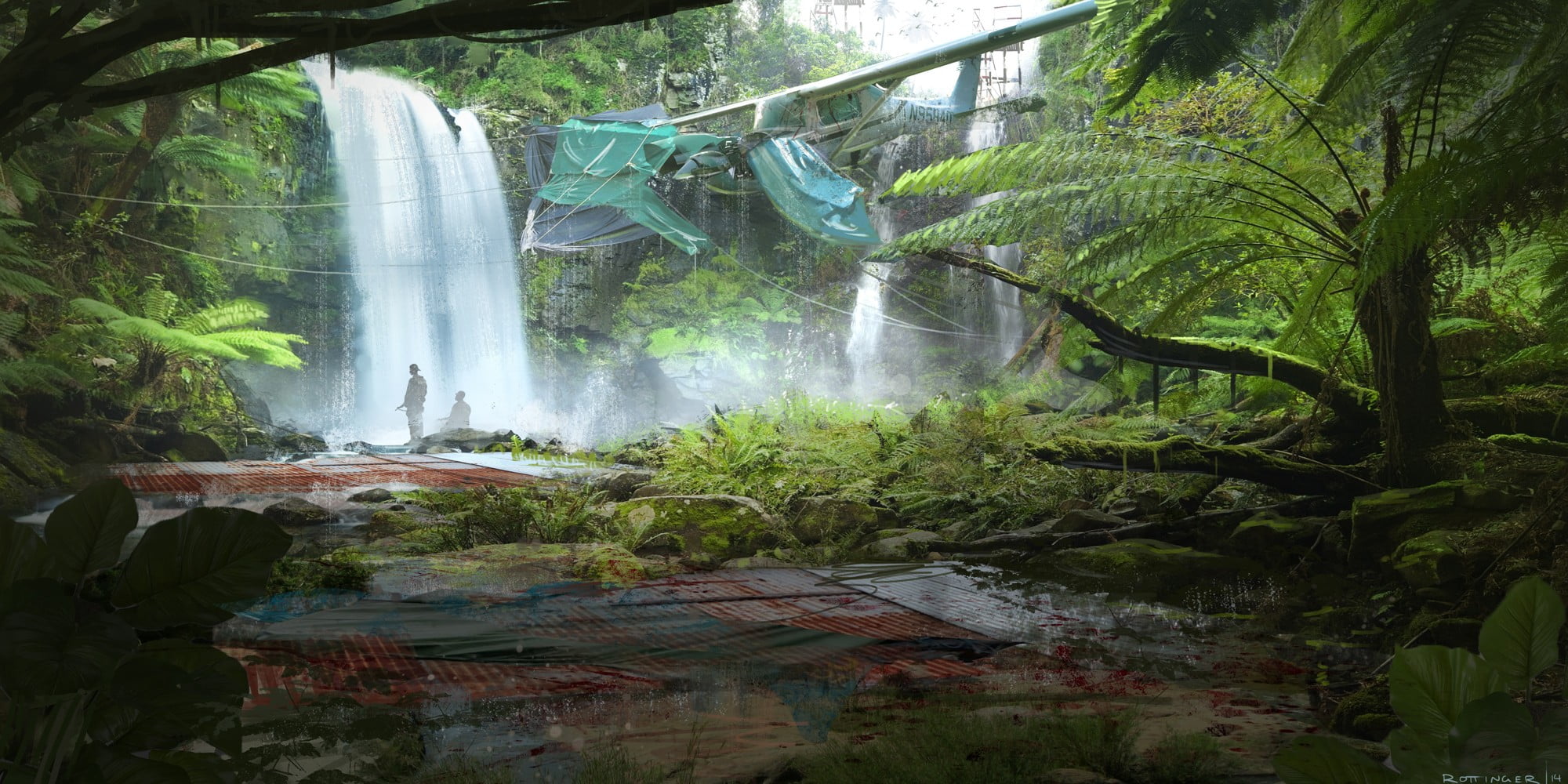 growth, water, tree, motion, falling water, long exposure, trees, environment, day, plant, flowing, rainforest, green, flowing water, artwork, concept art, HD Wallpaper