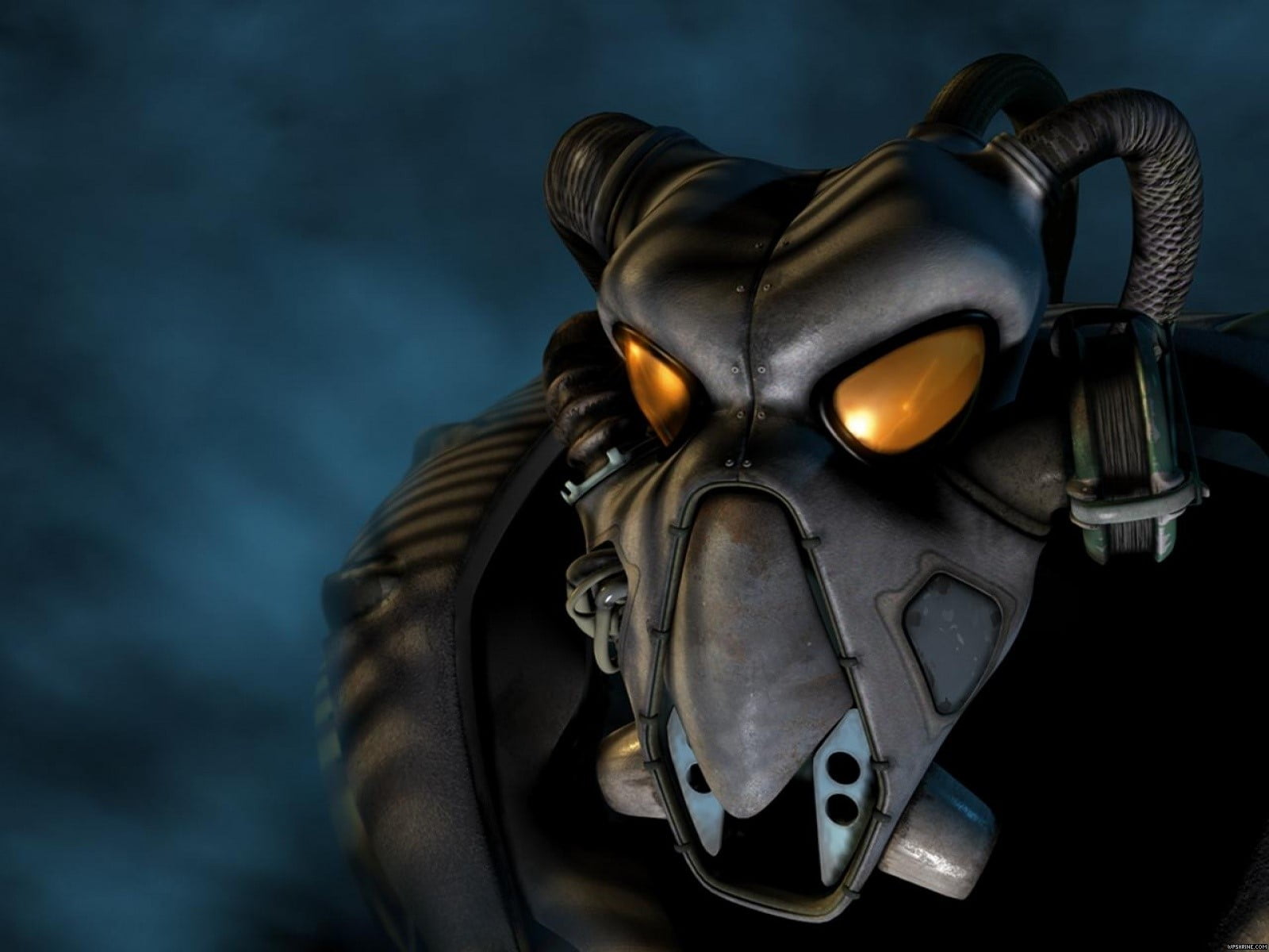 mask, communication, aggression, no people, Armor, metal, technology, 720P, cloud - sky, weapon, outdoors, gun, nature, safety, Fallout, protection, close-up, HD Wallpaper