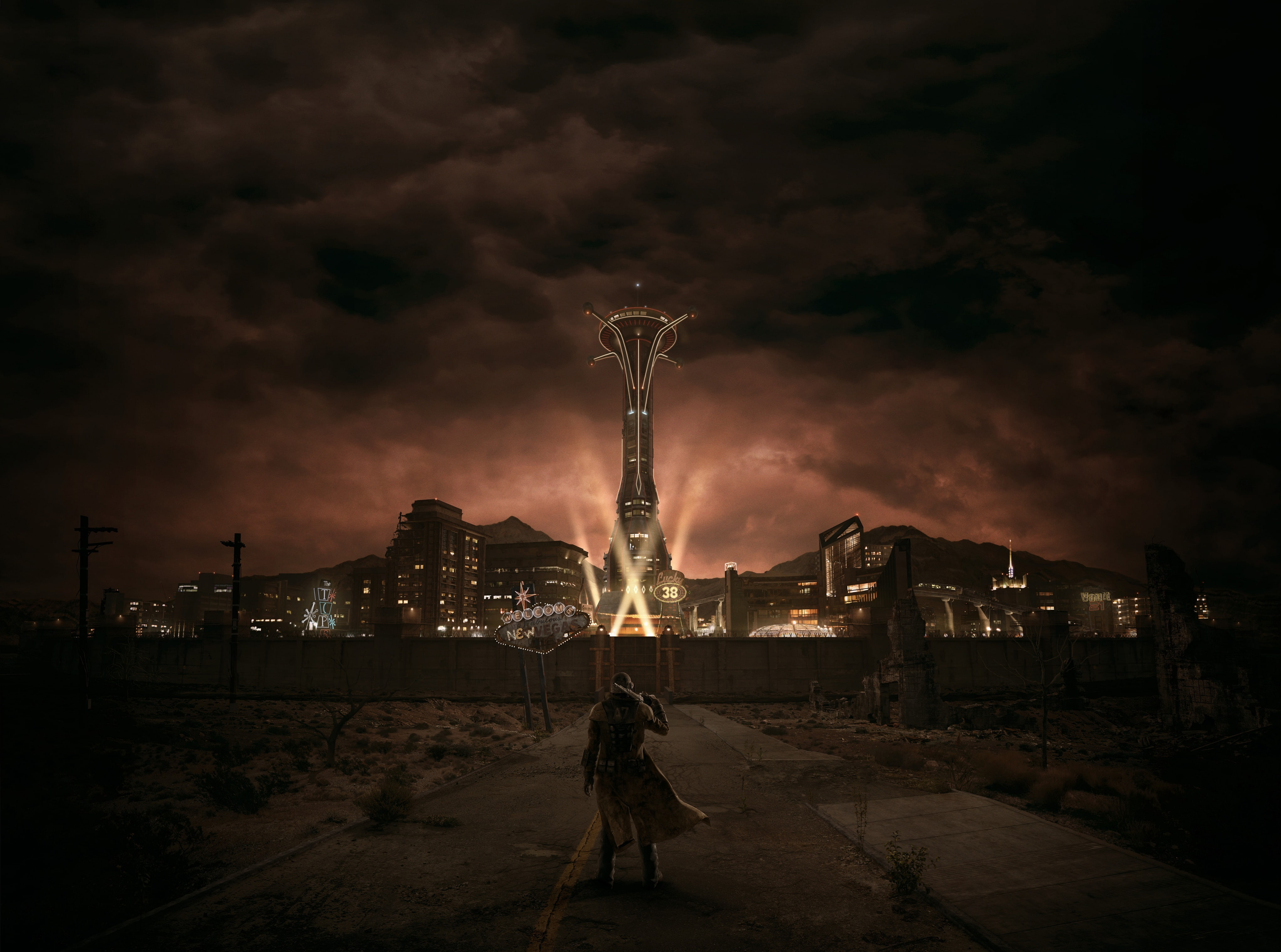 lifestyles, communication, Fallout, pollution, one person, built structure, new vegas, leisure activity, Games, air pollution, building exterior, city, HD Wallpaper
