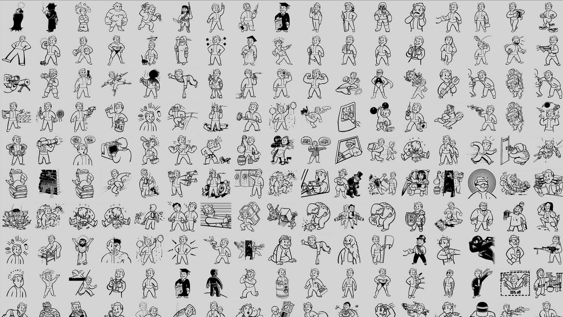 Fallout, figure, text, built structure, repetition, illustration, wall, 1080P, art and craft, architecture, floral pattern, textile, pattern, emotion, HD Wallpaper