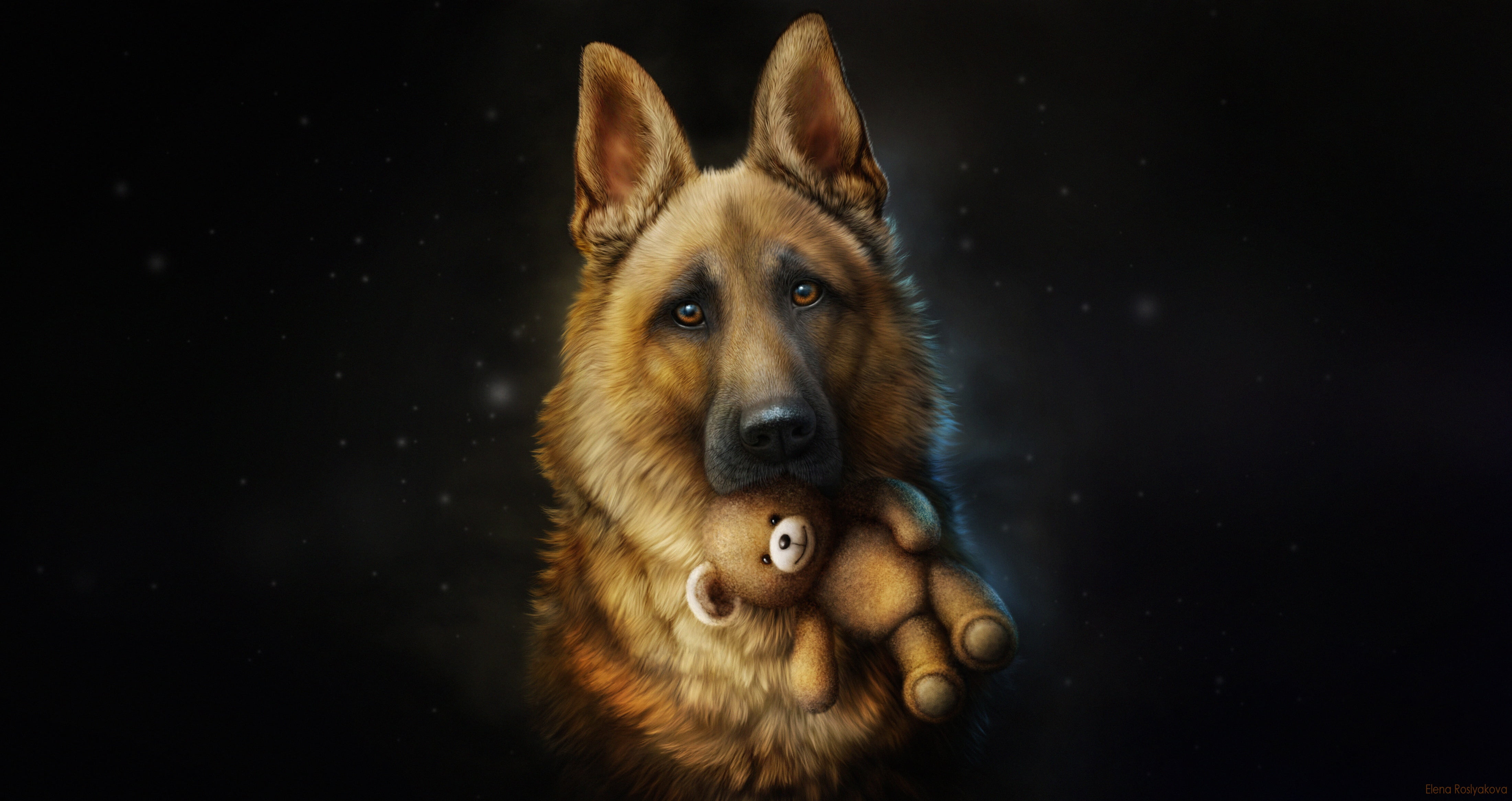 Illustration, Dogmeat Fallout 3, Soft toy, Elena Roslyakova, by Elena Roslyakova, Toy, Art, 4K, Each, Fallout, Animal, Shepherd, Style, Friend, Dog, HD Wallpaper