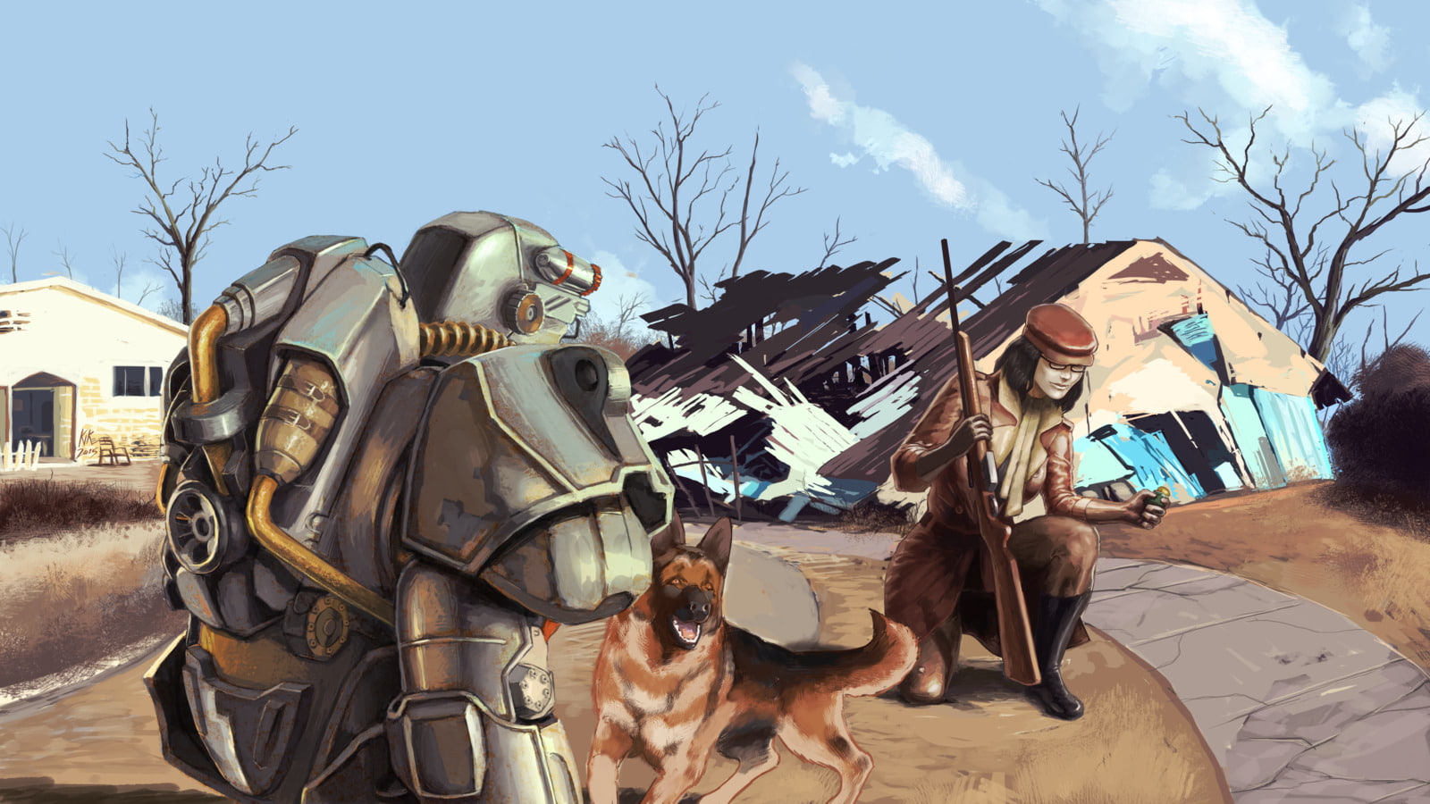 720P, Piper Wright, Power Armor (Fallout), Dogmeat (Fallout), Fallout 4, Fallout, HD Wallpaper