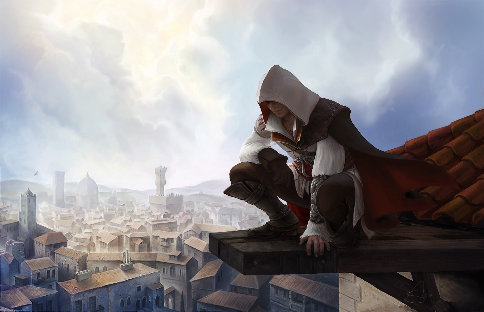 history, built structure, religion, outdoors, Assassins Creed, art and craft, sculpture, roof, representation, the city, architecture, male likeness, HD Wallpaper