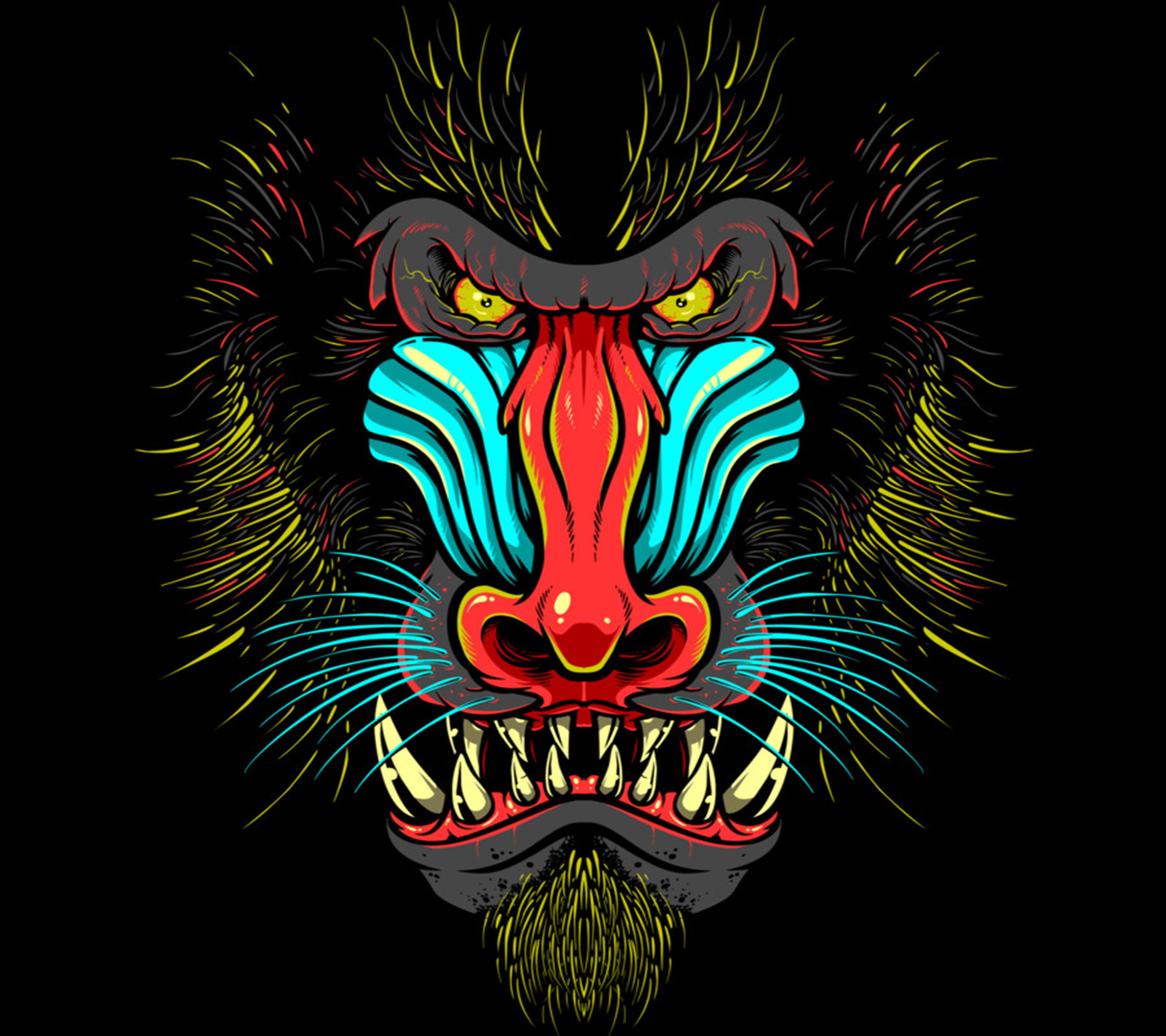 gorilla, art, rage, face, 1080P, HD Wallpaper