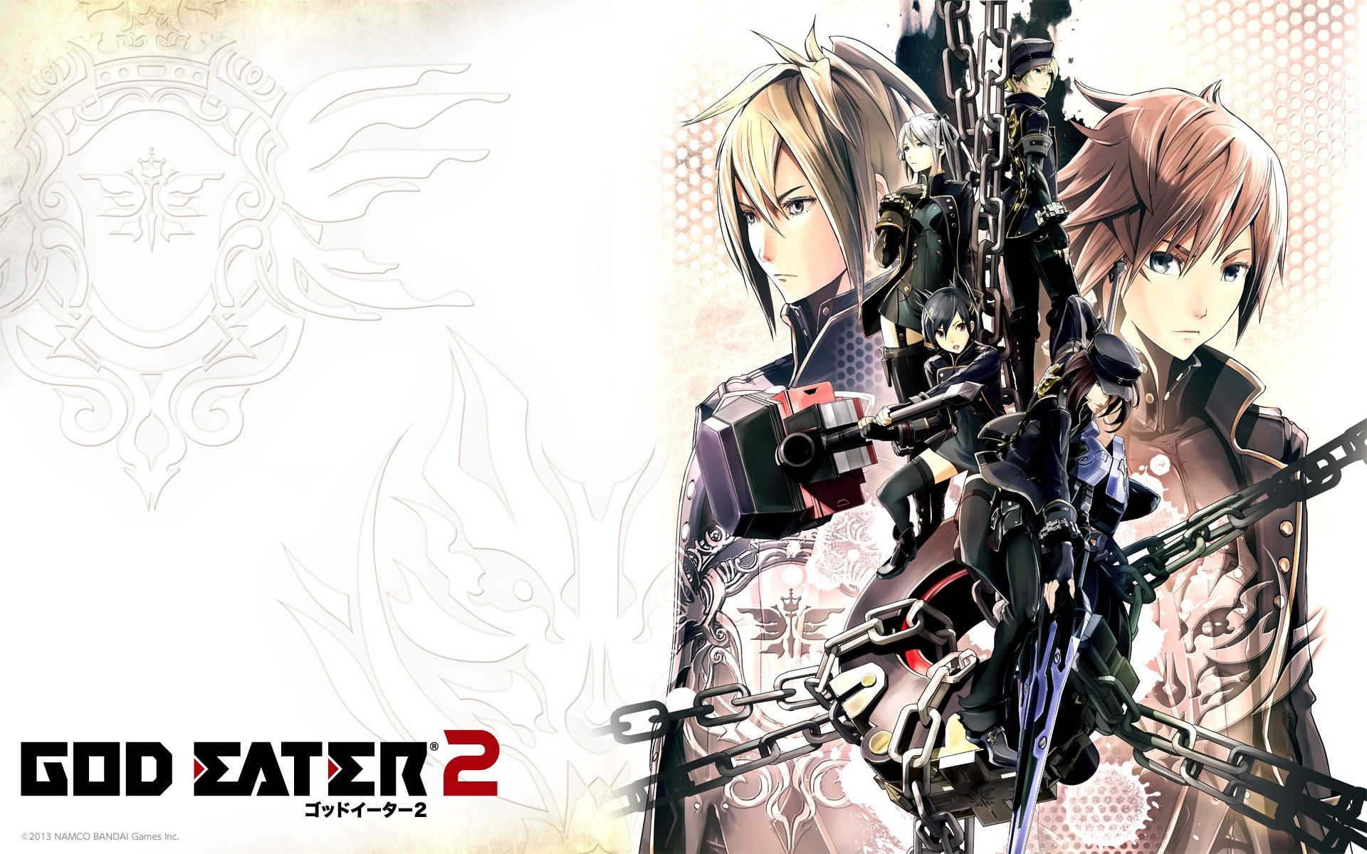 God Eater 2, cable, text, sign, western script, representation, graffiti, 1080P, technology, indoors, art and craft, robot, hairstyle, human representation, HD Wallpaper