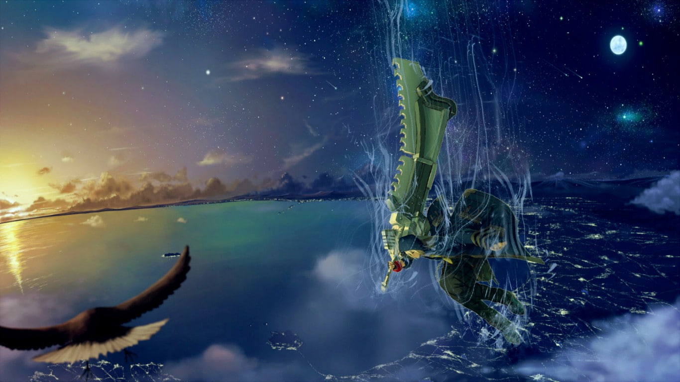 scenics - nature, no people, marine, animals in the wild, 720P, flying, sky, nature, sword, sea, clouds, God Eater, bird, beauty in nature, animal themes, HD Wallpaper