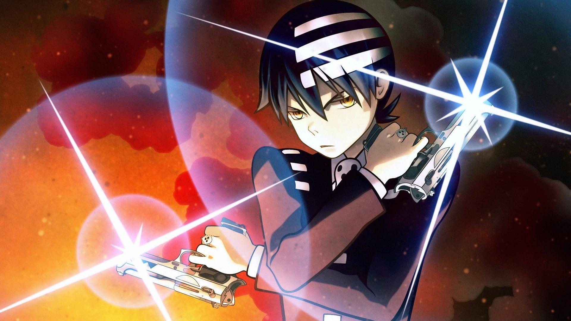 close-up, Soul Eater, glowing, nature, burning, no people, electric lamp, light beam, science, welding, industry, indoors, Death The Kid, metal, light - natural phenomenon, HD Wallpaper