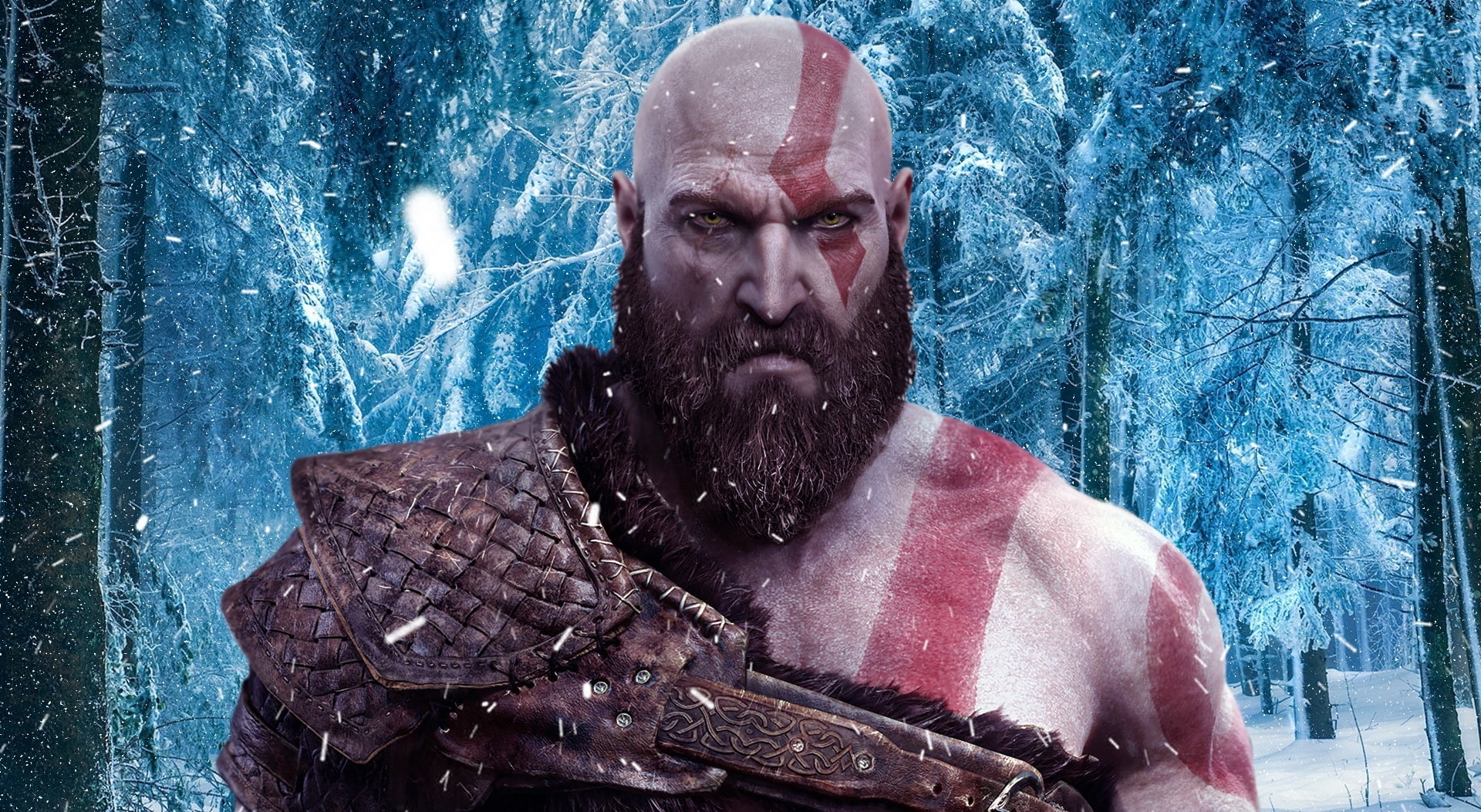 males, mid adult, front view, snow, social issues, Games, adult, mature men, facial hair, war, headshot, forest, digital, real people, anger, 1080P, mature adult, HD Wallpaper