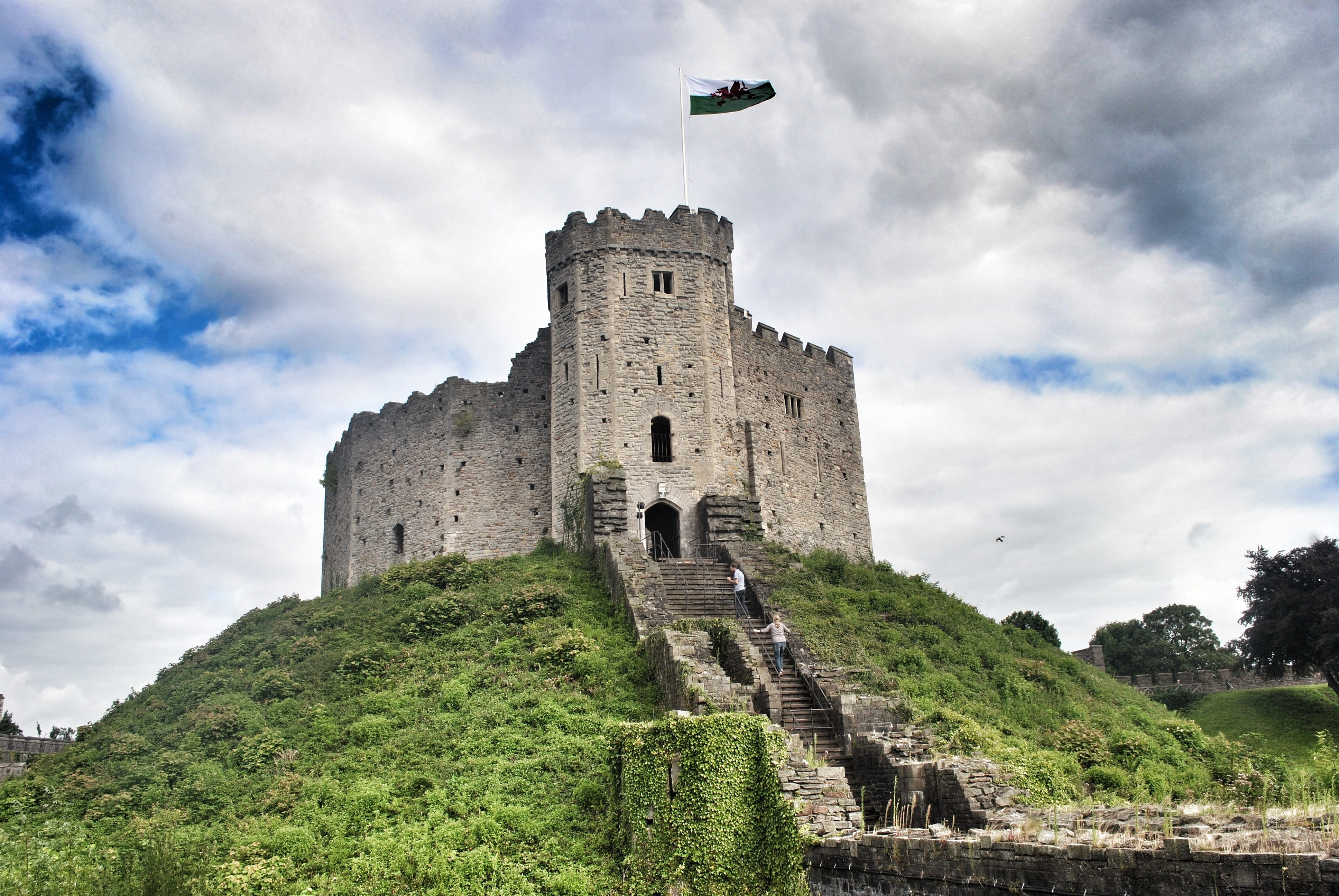 the past, outdoors, building, cloud - sky, gray, tree, cardiff, no people, day, building exterior, travel destinations, ancient civilization, mountain, HD Wallpaper