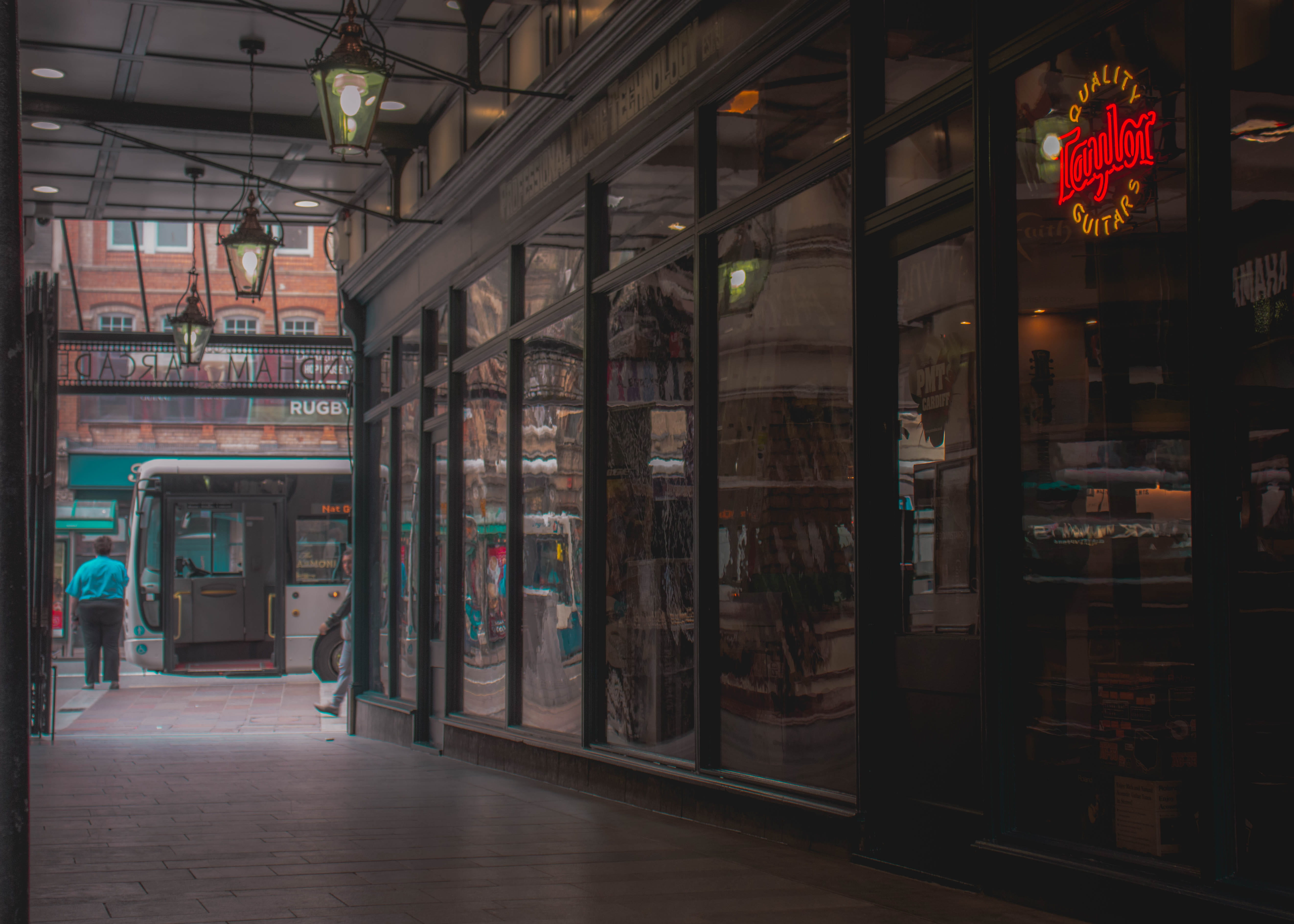 united kingdom, cardiff, guitar, outdoors, lightroommasters, rock, neon, lighting equipment, flooring, transparent, day, lights, glass - material, no people, HD Wallpaper
