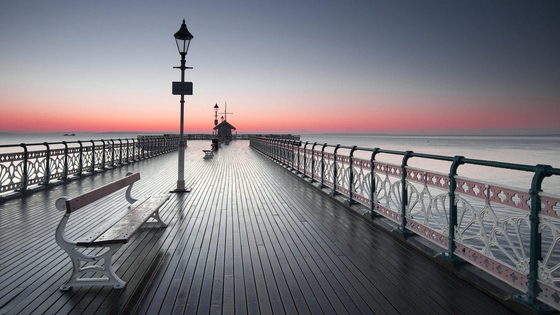 street light, tranquility, sunset, horizon, lighting equipment, sky, 1080P, horizon over water, scenics - nature, nature, guidance, architecture, direction, HD Wallpaper