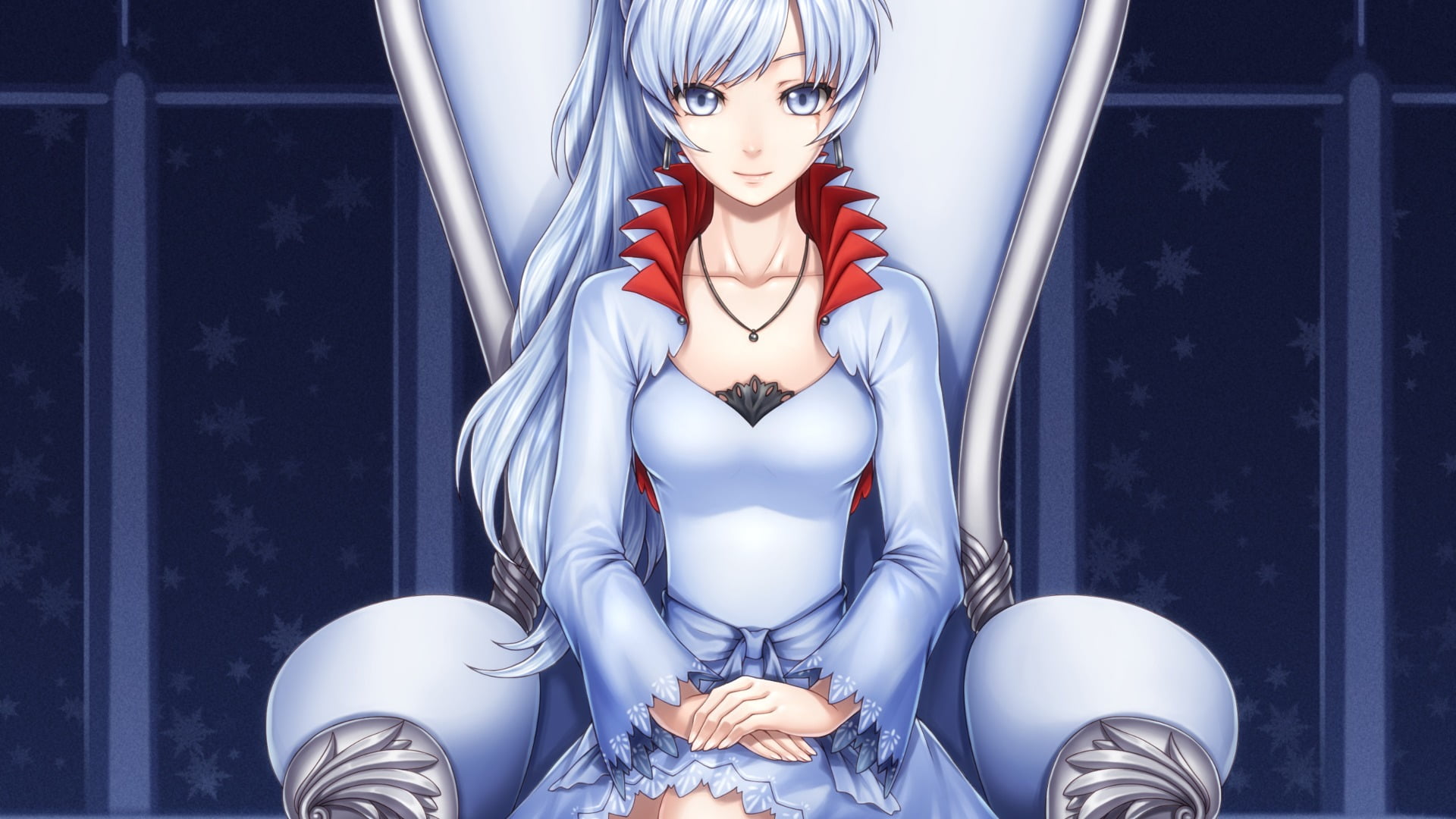 standing, human face, females, adult, women, RWBY, young women, beautiful woman, Weiss Schnee, anime, young adult, beauty, blue, fashion, indoors, portrait, HD Wallpaper