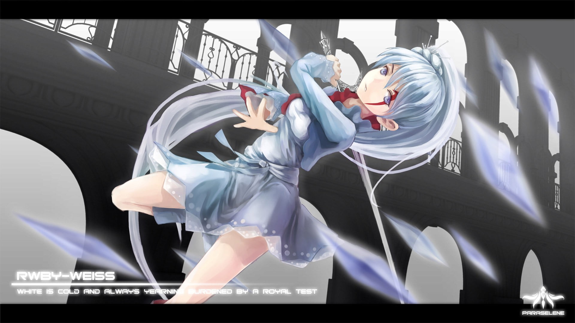 auto post production filter, 1080P, human arm, anime, character, young women, female, Weiss Schnee, digital composite, arms raised, real people, transfer print, HD Wallpaper