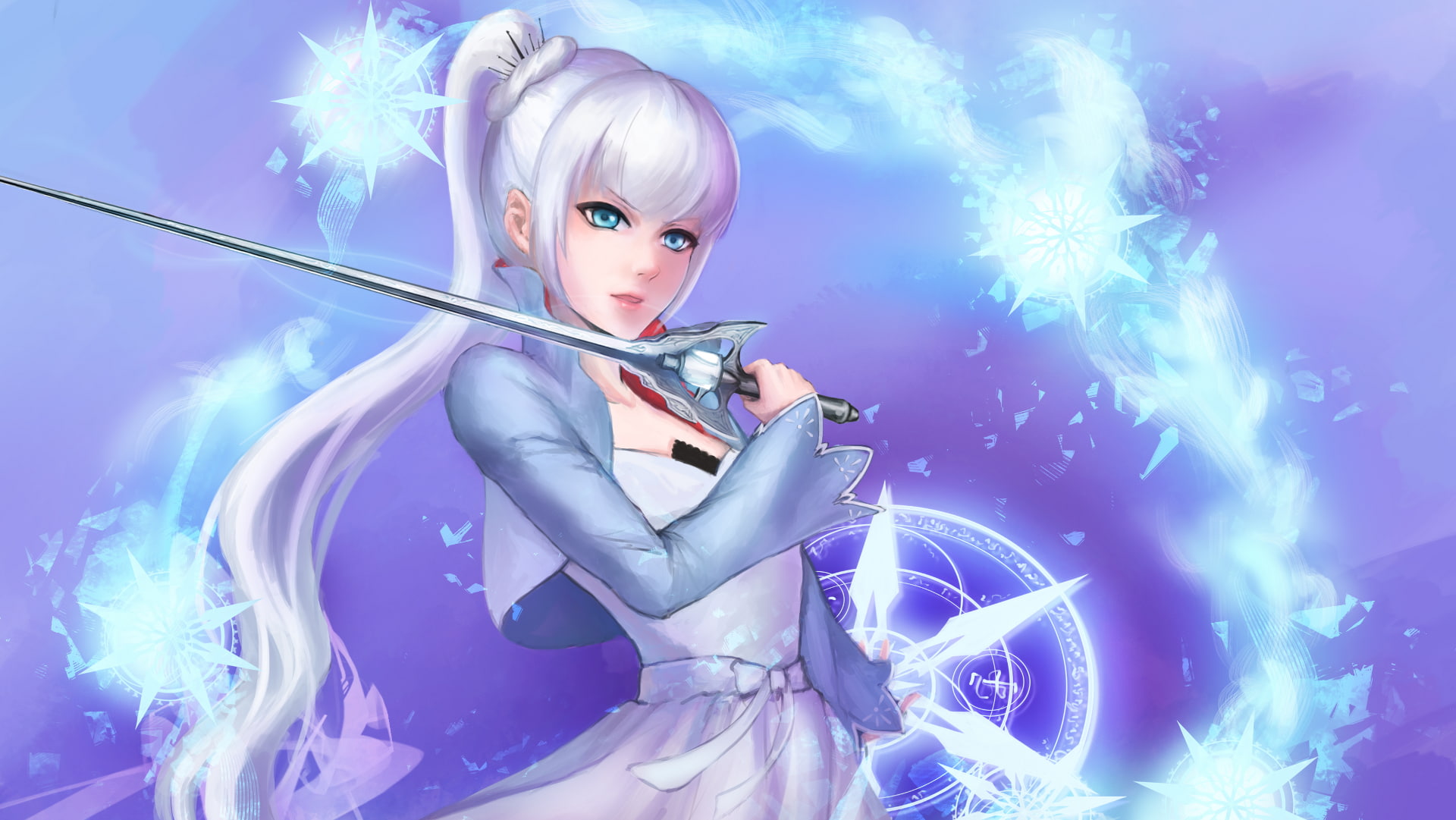 RWBY, anime, technology, portrait, adult, beautiful woman, beauty, young women, studio shot, females, illuminated, 1080P, blond hair, hairstyle, nature, HD Wallpaper