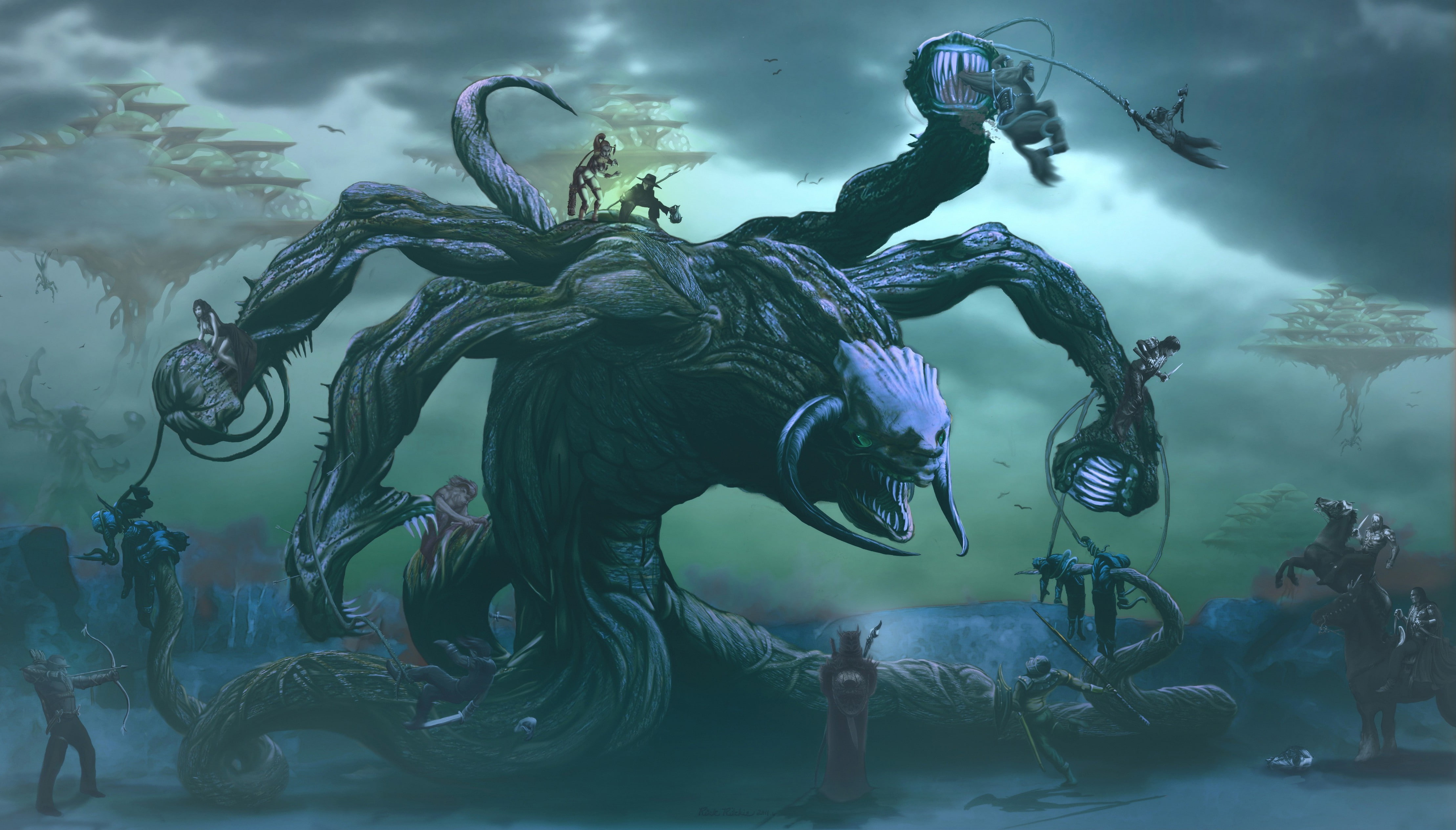 evil, fighting, fantasy, 4K, monster, HD Wallpaper
