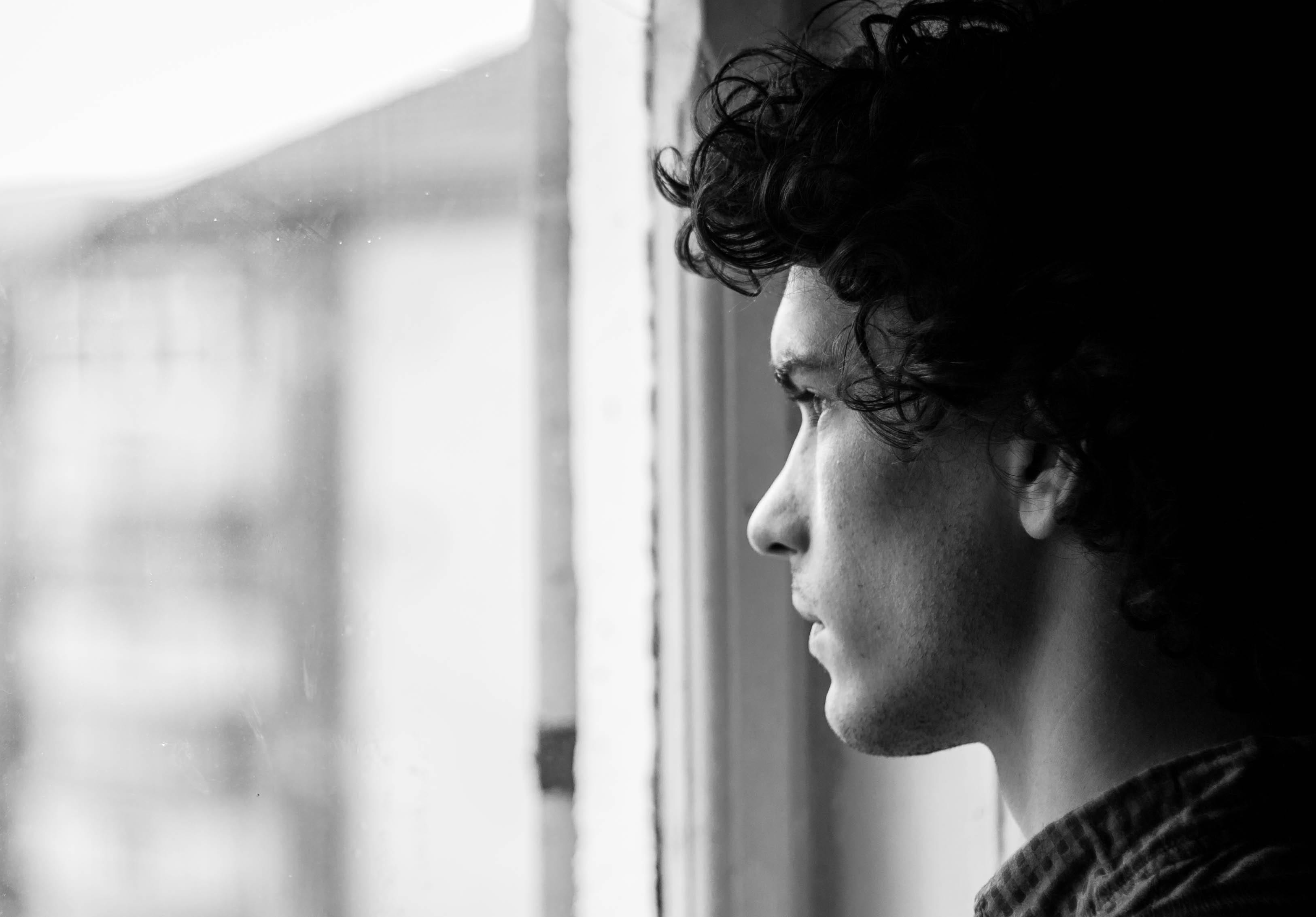 profile, sad, depression - sadness, stress, 2K, real people, side view, looking, emotion, headshot, person, white, looking through window, indoors, looking away, HD Wallpaper