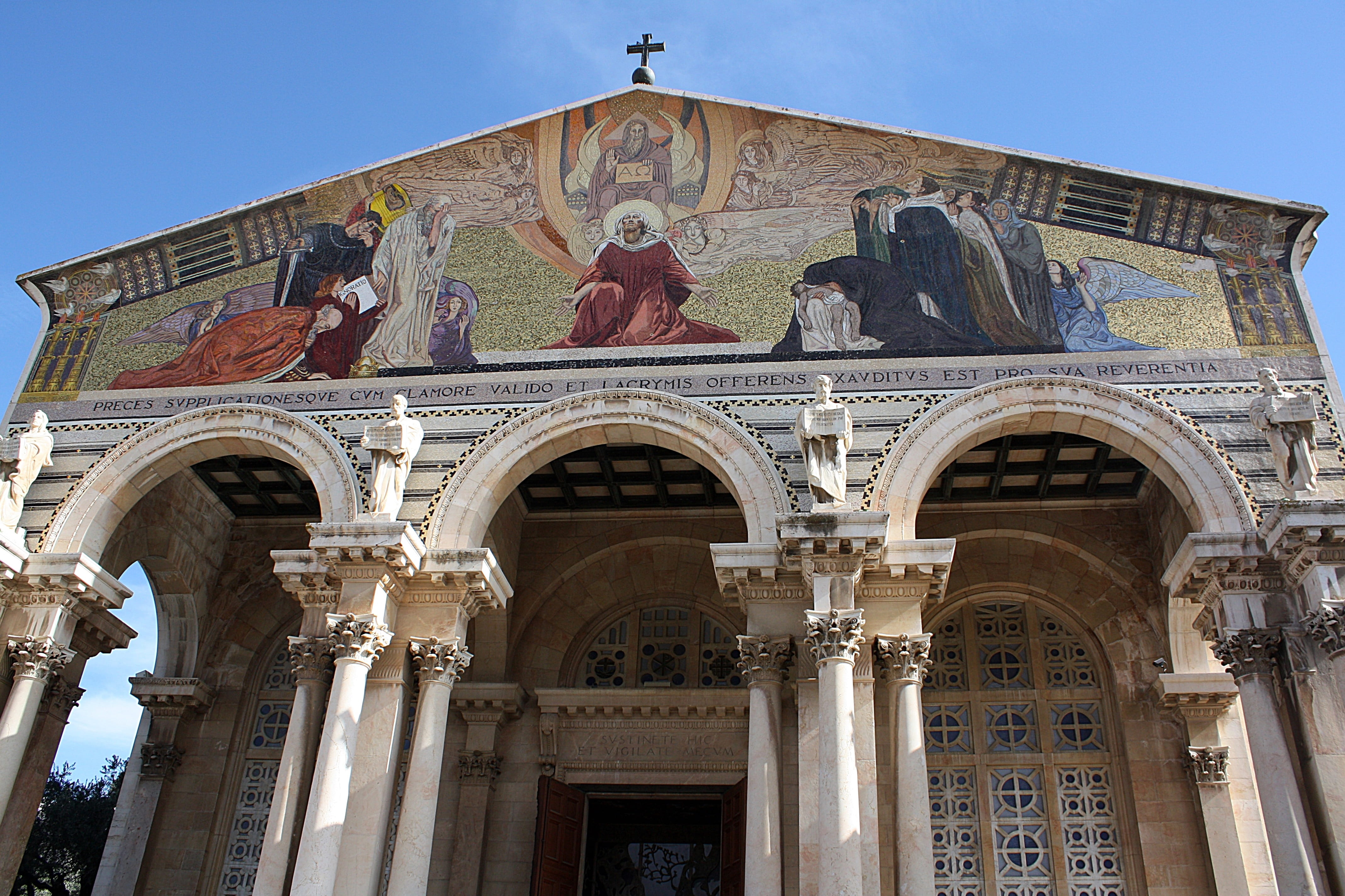 place of worship, church, sacred, Basilica, mural, All Nations, 4K, building Exterior, faith, famous Place, art and craft, belief, built Structure, human representation, HD Wallpaper