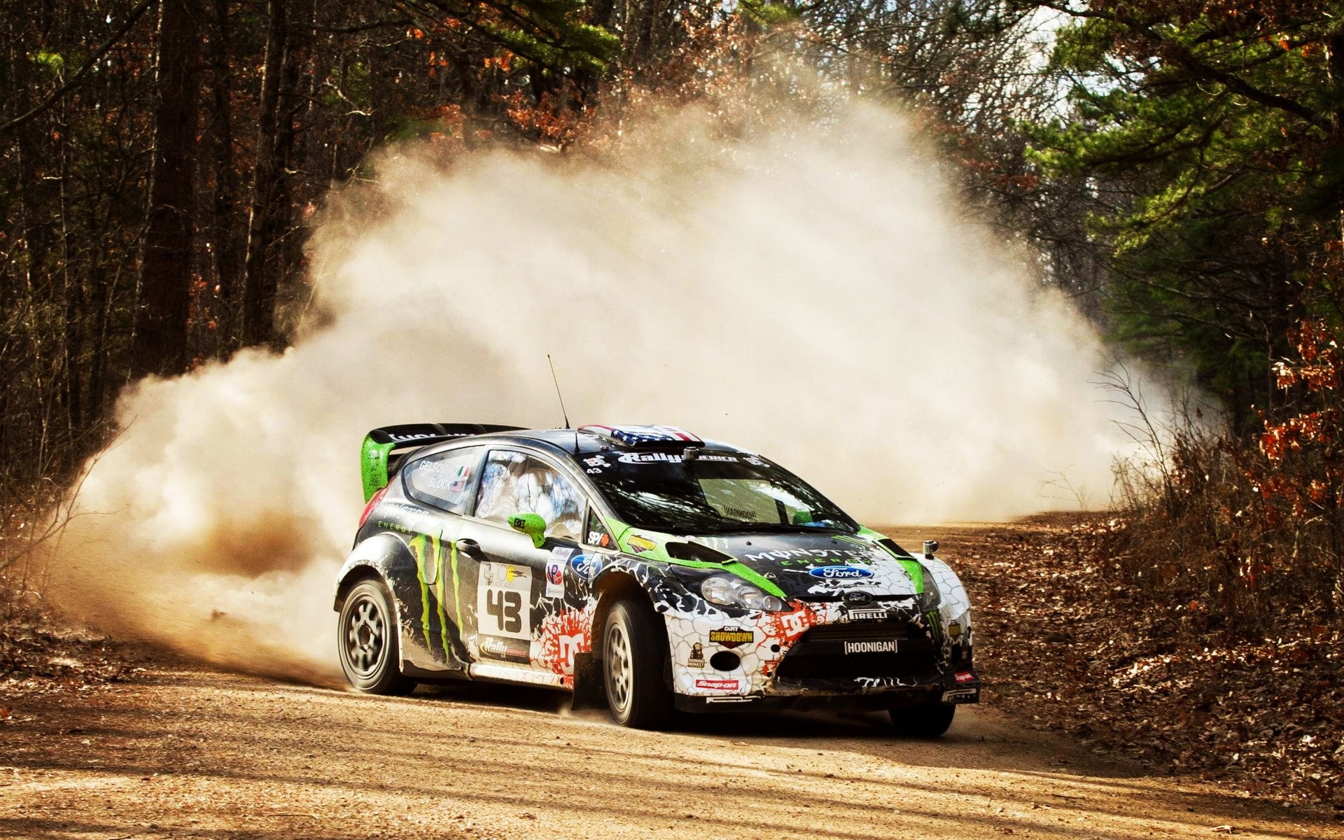 travel, mode of transportation, Wrc, 1080P, smoke - physical structure, tree, land vehicle, Stones, Ford fiesta, competition, Rally, speed, 2012, sport, HD Wallpaper