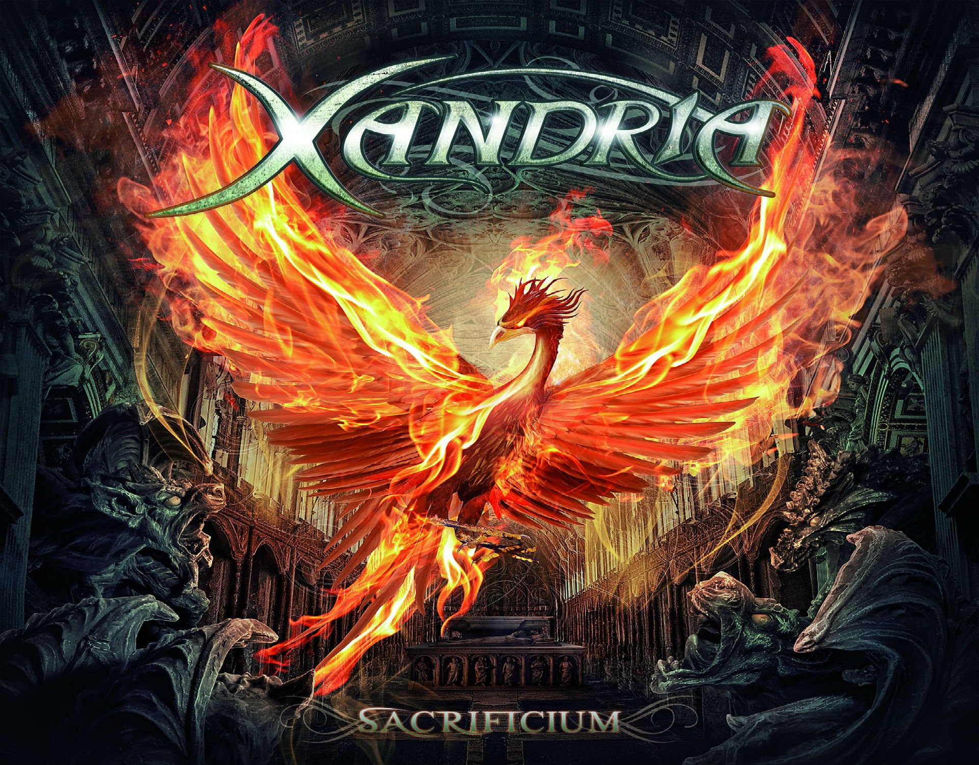 heavy, fantasy, poster, symphonic, xandria, fire, metal, dragon, 1080P, gothic, rock, HD Wallpaper