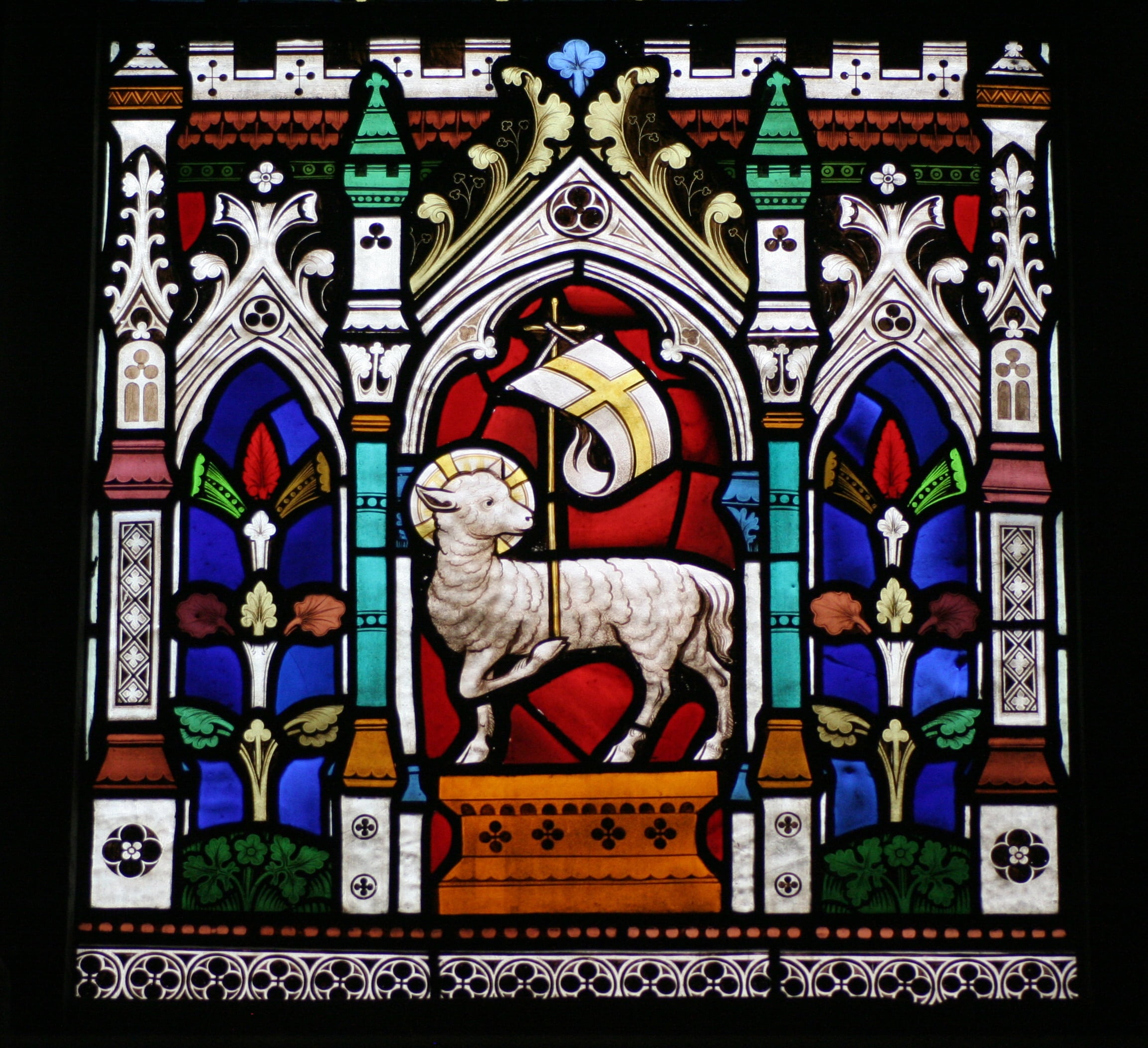 architecture, glass, belief, flag, stained glass, window, building, female likeness, st michaels sittingbourne, church, stained glass window, religion, HD Wallpaper