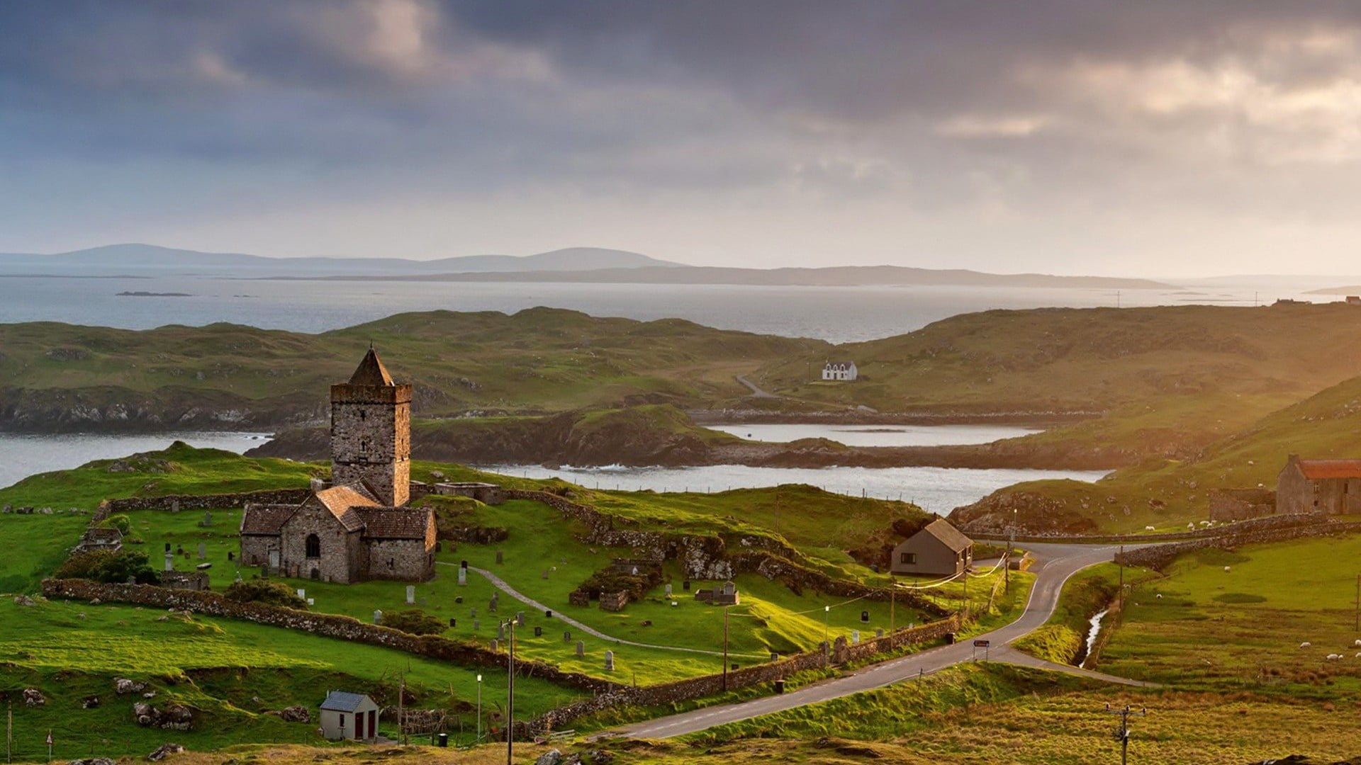 scenics - nature, church, building, old building, place of worship, the past, outdoors, environment, hills, nature, middle, green, landscape, built structure, HD Wallpaper