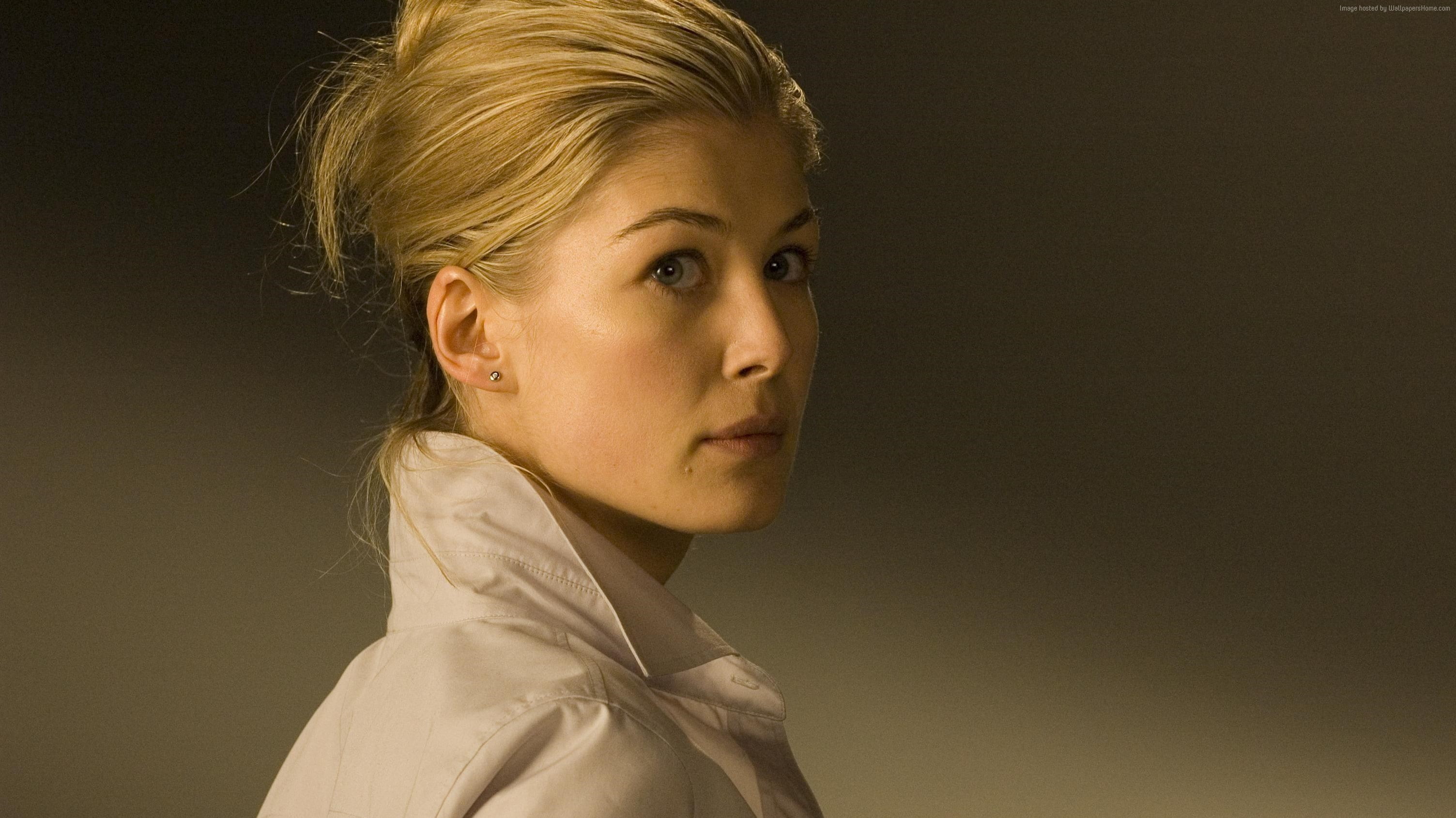 2K, gone Die Another Day, Rosamund Pike, black and white, dress, HD Wallpaper