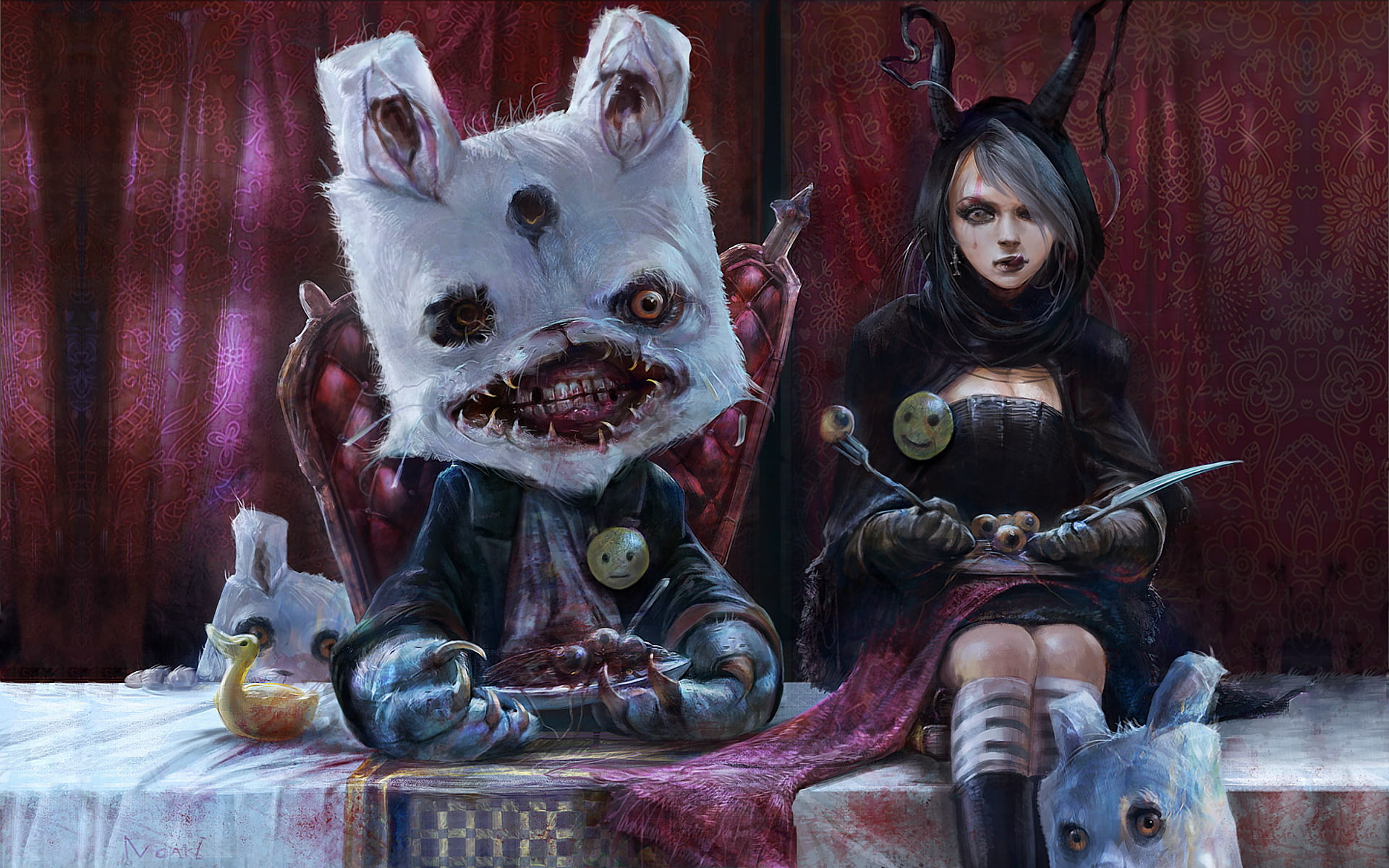 Gross, alice, Rabbit, Dark, Hong, anime, Kuang, fantasy, 1080P, horror, Gore, HD Wallpaper