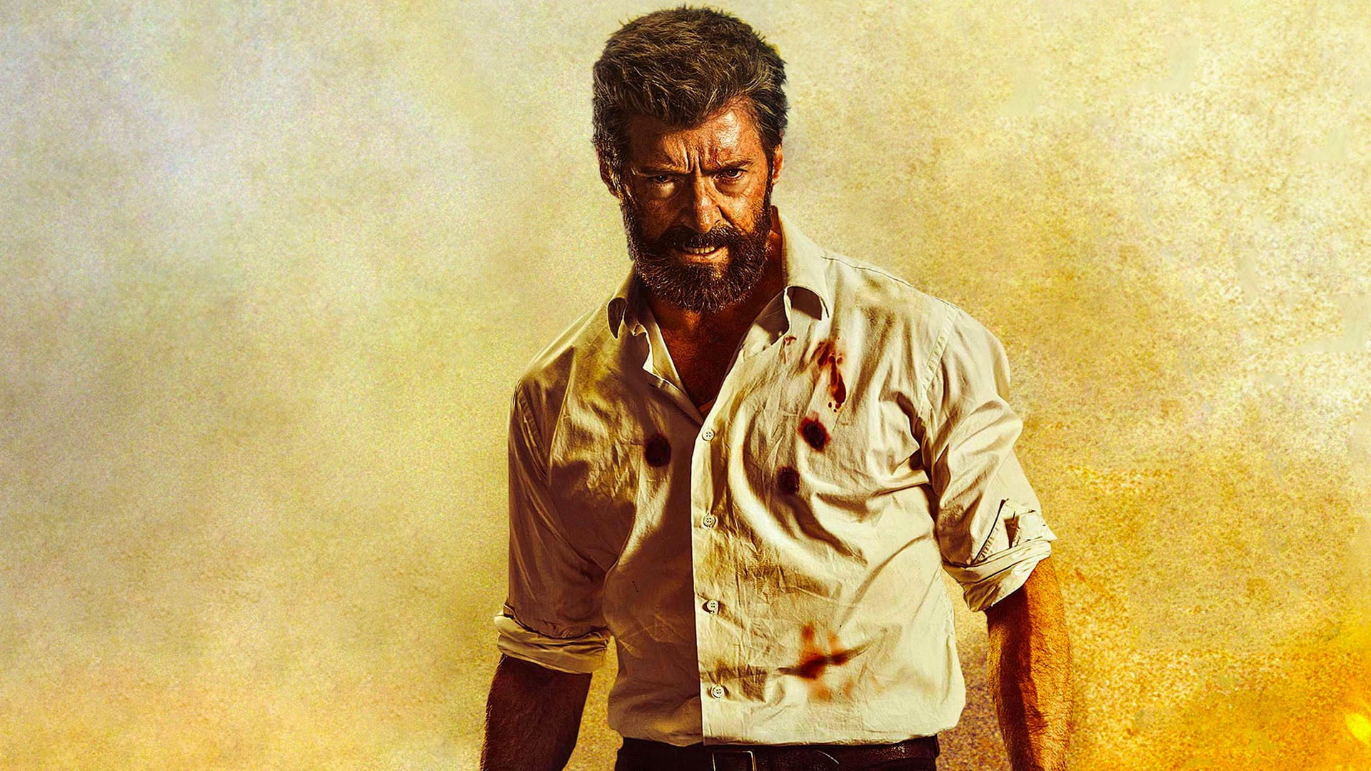one person, hugh jackman, portrait, casual clothing, 2017 movies, real people, young adult, looking, beard, adult, front view, wall - building feature, HD Wallpaper