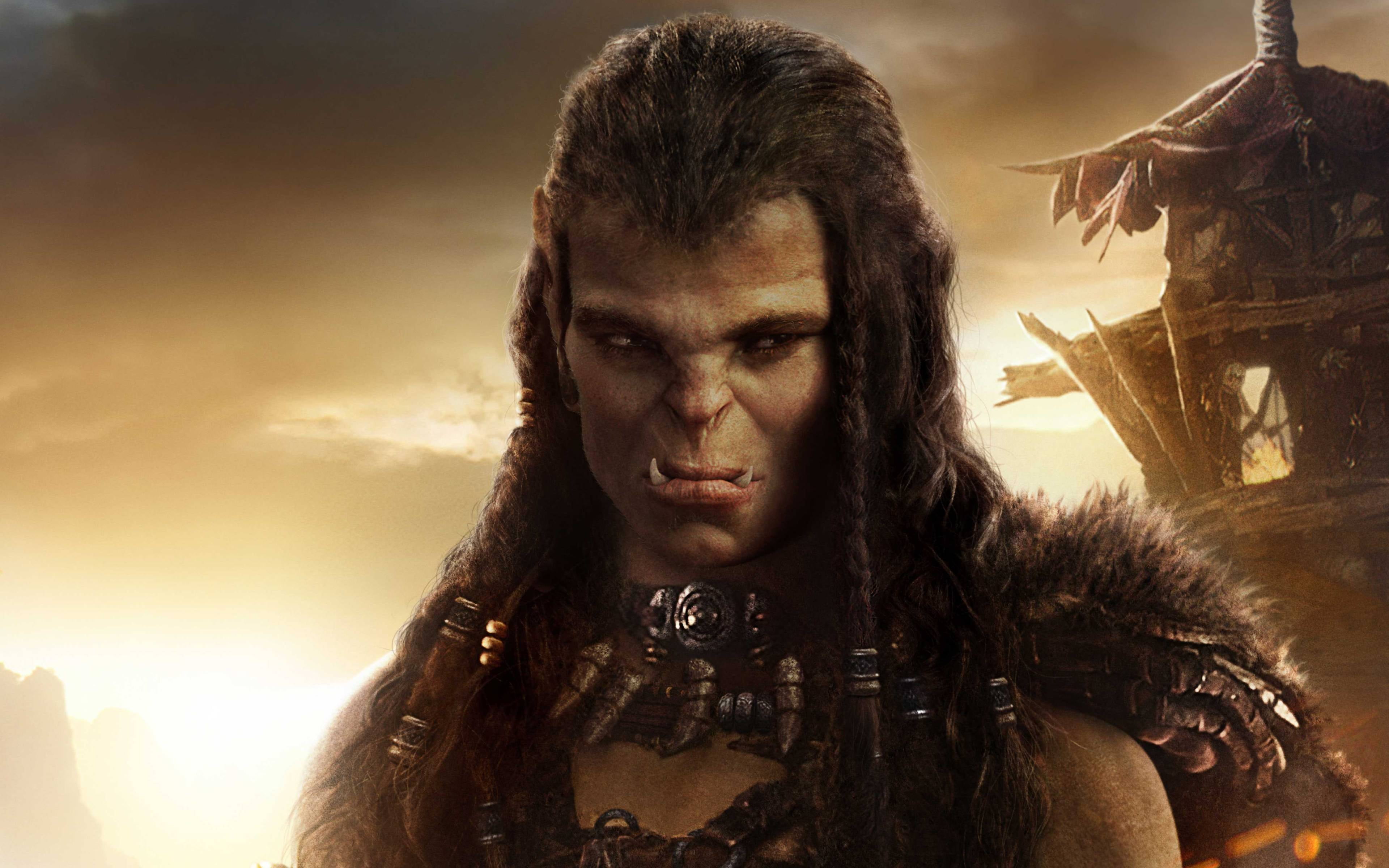 hairstyle, warcraft, poster, sky, looking at camera, portrait, adult, hair, Hollywood Movies, close-up, one person, 4K, Movies, teenager, brown hair, contemplation, HD Wallpaper