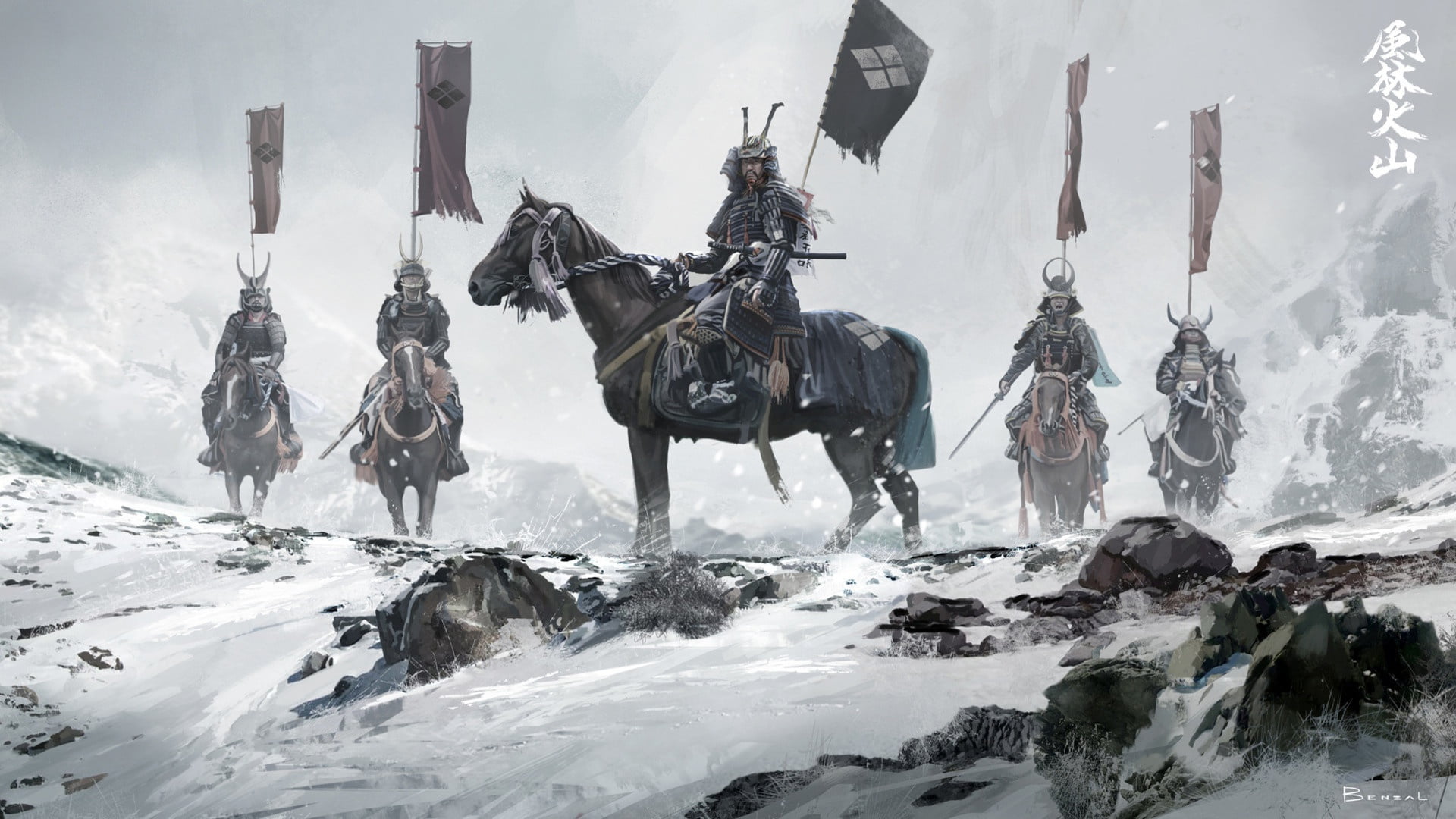 Fantasy, Warrior, Banner, Samurai, 1080P, Horse, HD Wallpaper
