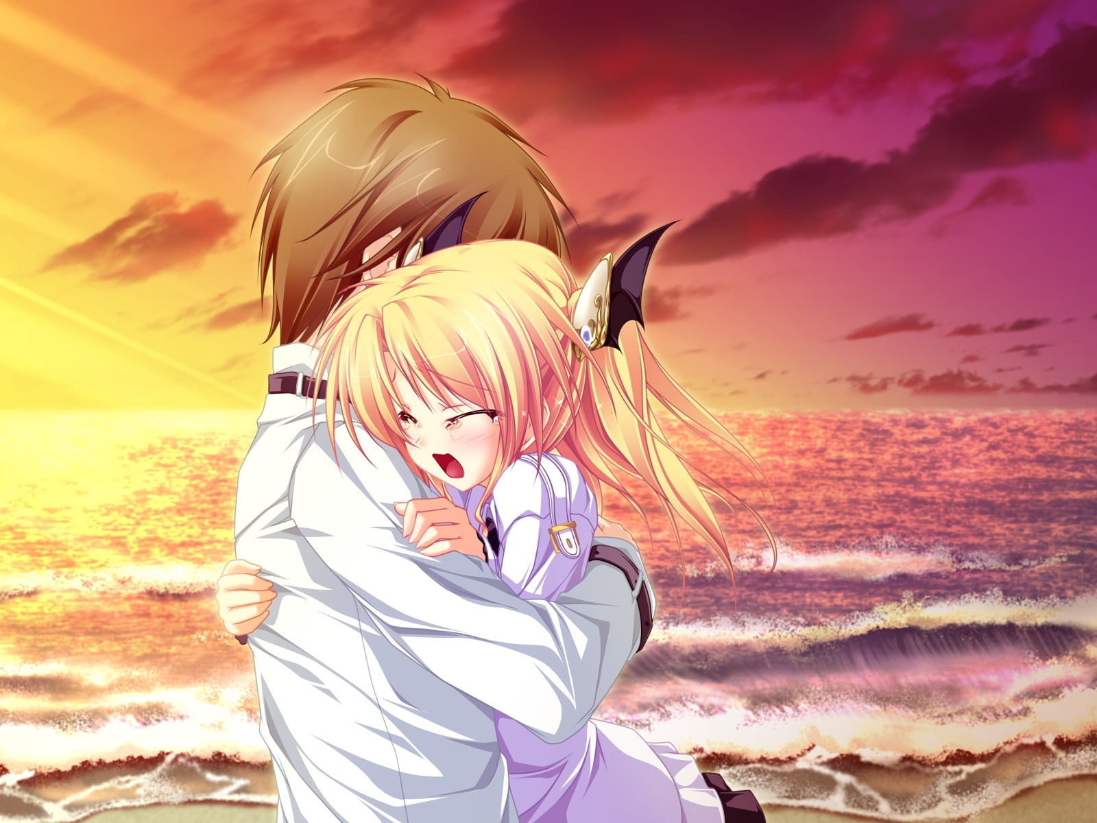 childhood, sunset, sunlight, hugging, females, hairstyle, illustration, 720P, computer Graphic, portrait, summer, child, women, nina geminis, HD Wallpaper