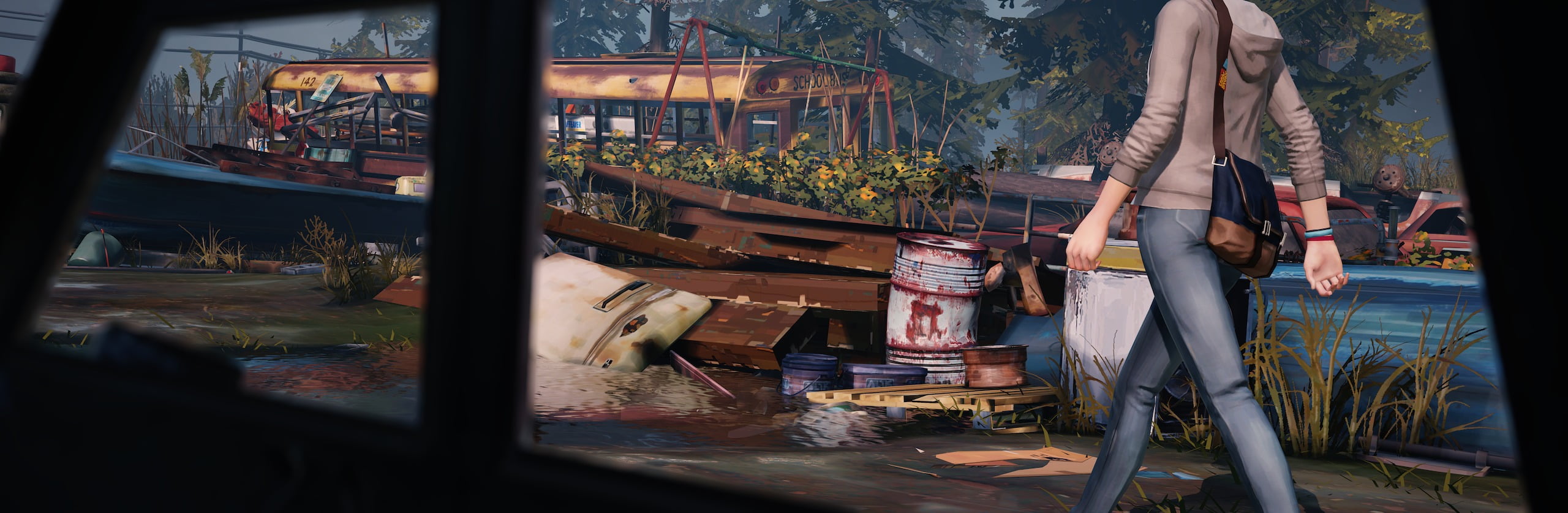 Max Caulfield, land, sunlight, transportation, nature, tree, built structure, architecture, glass - material, large group of objects, Life Is Strange, no people, HD Wallpaper