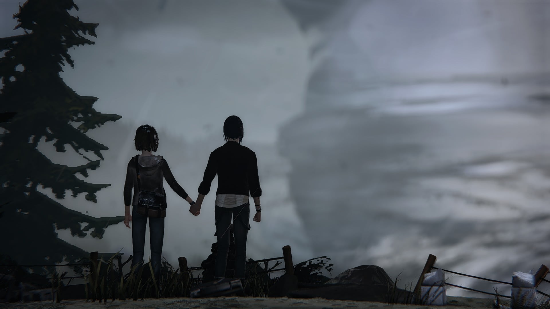 standing, Chloe Price, rear view, female, real people, 1080P, Max Caulfield, togetherness, hands, land, women, holding, two people, bonding, day, Life Is Strange, HD Wallpaper
