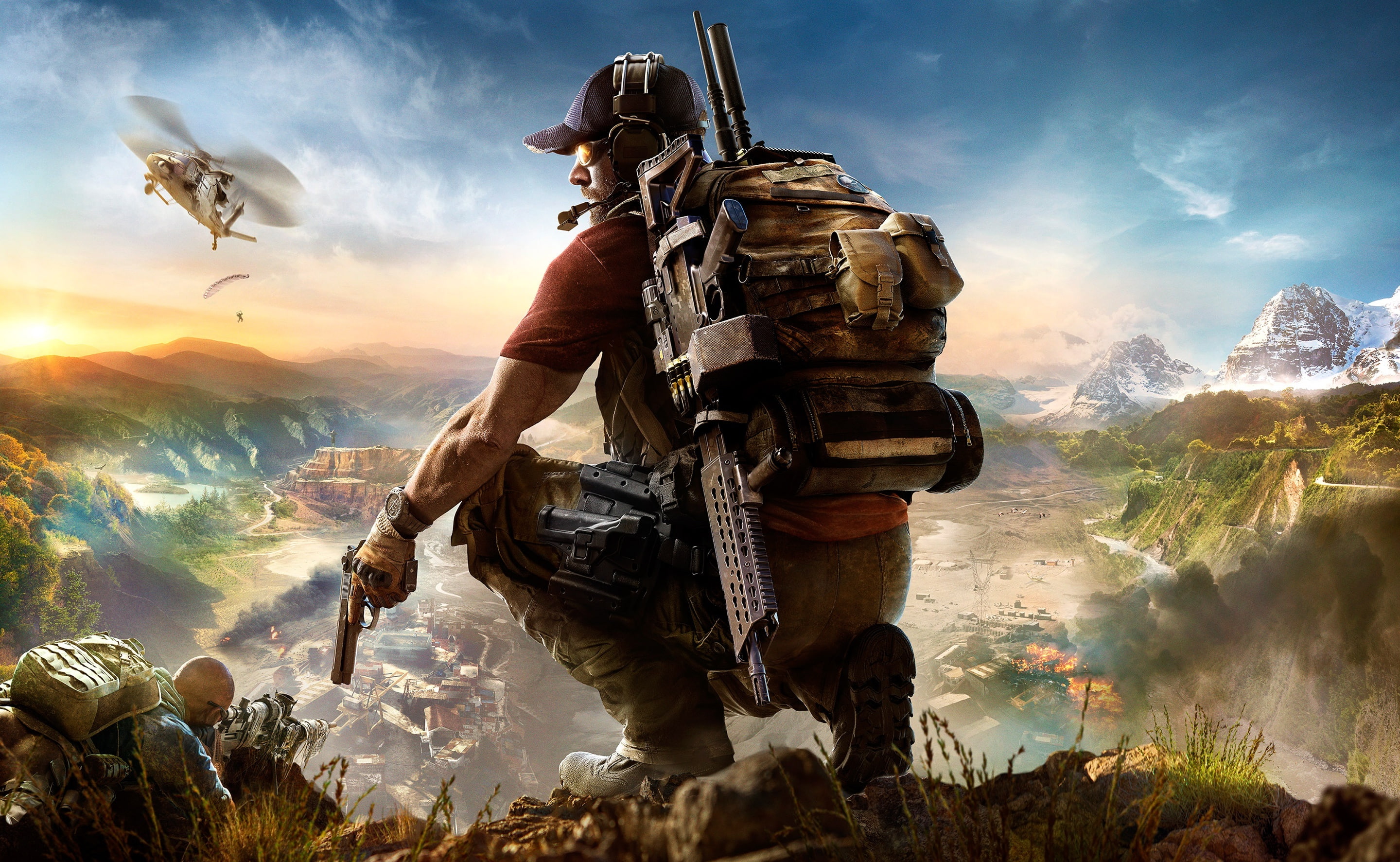solid, Tom Clancy, tom, beauty in nature, military, Bolivia, government, rock, mountain, rock - object, 2K, Wildlands, full length, army soldier, HD Wallpaper