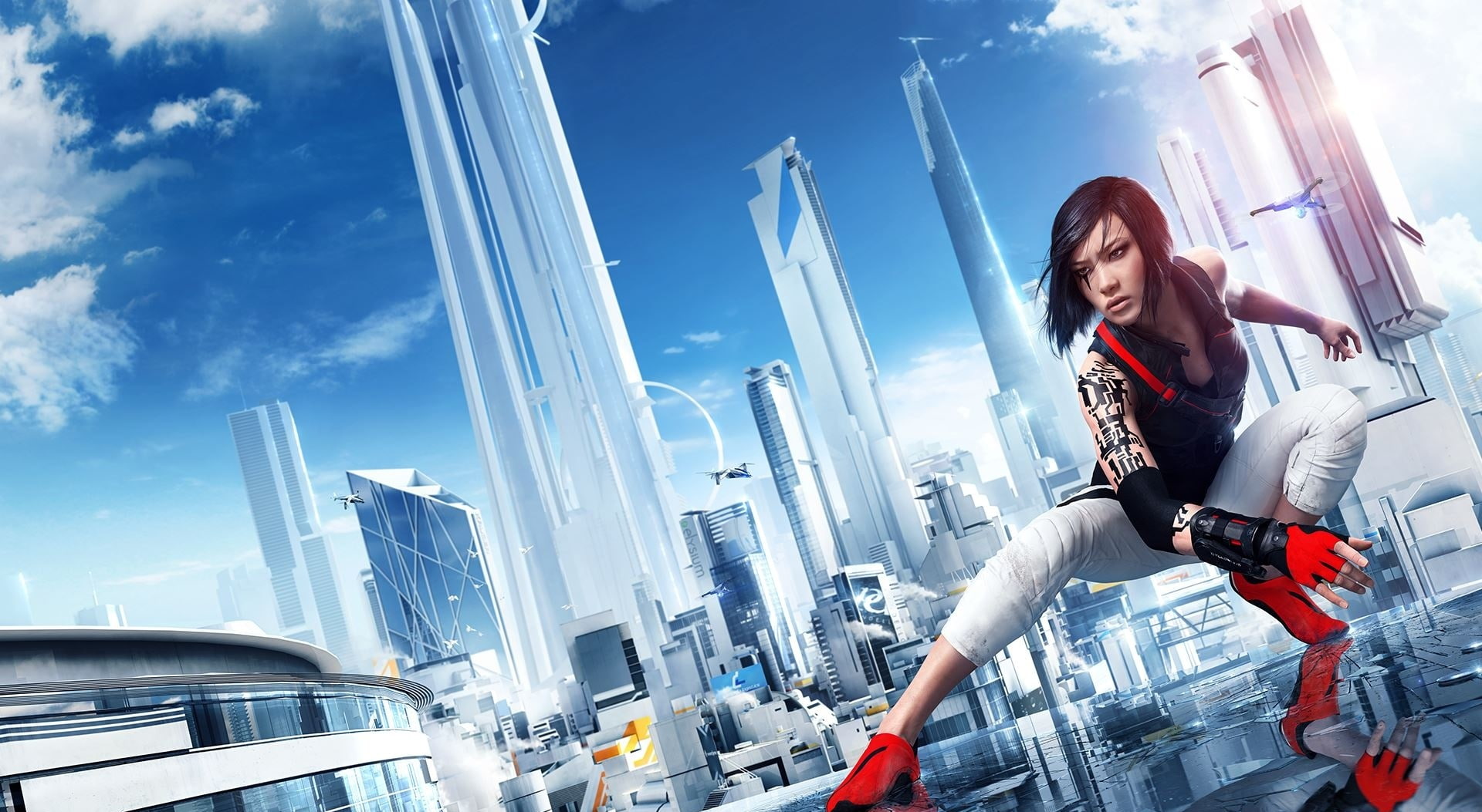 City, architecture, sunlight, Game, young women, positive emotion, lifestyles, day, Action, sky, Buildings, parkour, Faith, Adventure, one person, HD Wallpaper