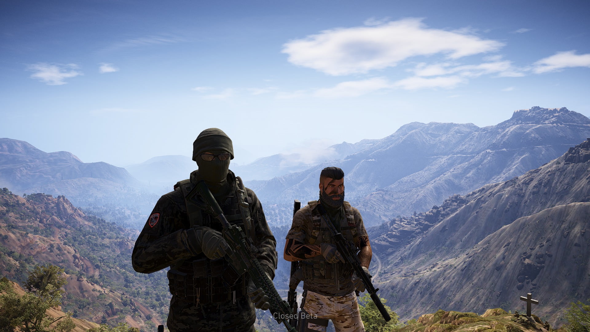 mountain range, sky, idyllic, mountain, leisure activity, cloud - sky, standing, real people, Tom Clancys Ghost Recon: Wildlands, activity, three quarter length, HD Wallpaper